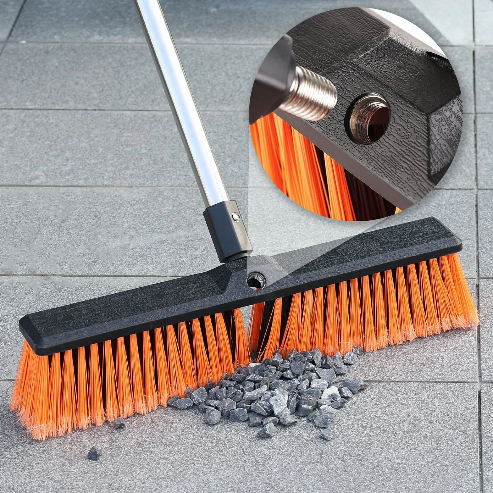 Mitclear 45cm Miotła Ogrodowa Heavy Duty z Długim Uchwytem(163cm), Miotła Pchana na Zewnątrz, Wytrzymała Szczotka ze Sztywnym Włosiem do Tarasów, Ogrodów, Podjazdów, Podwórek, Betonu