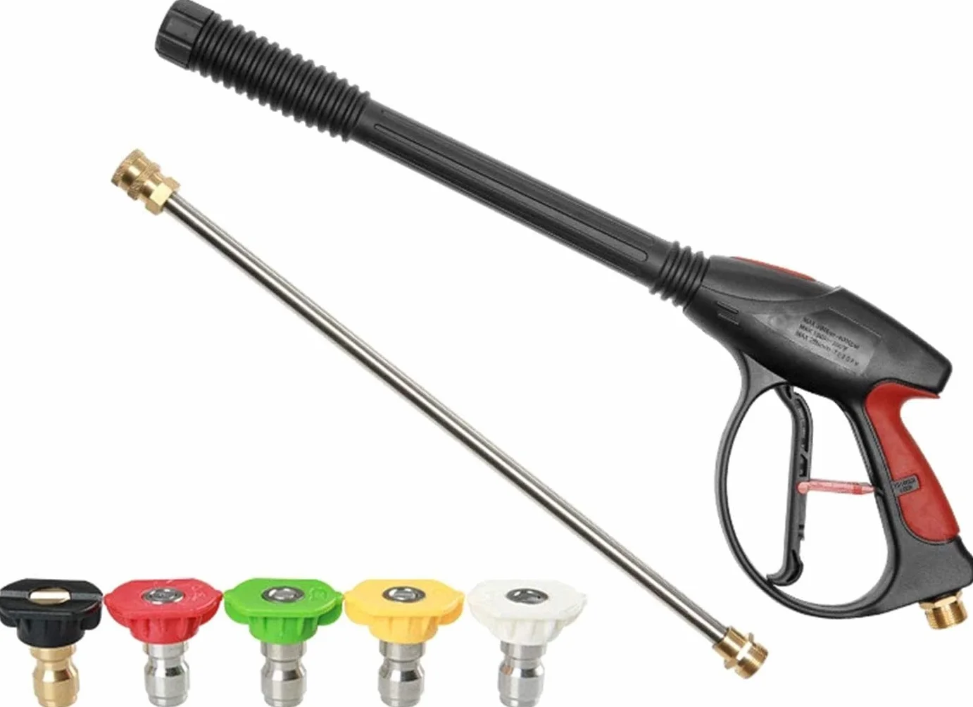 Pistolet do myjki wysokociśnieniowej z przedłużką różdżki, pistolet do mycia ciśnieniowego z lancą, 5 dysz szybkiego łączenia do okien, samochodu, domu, czyszczenia zwierząt domowych