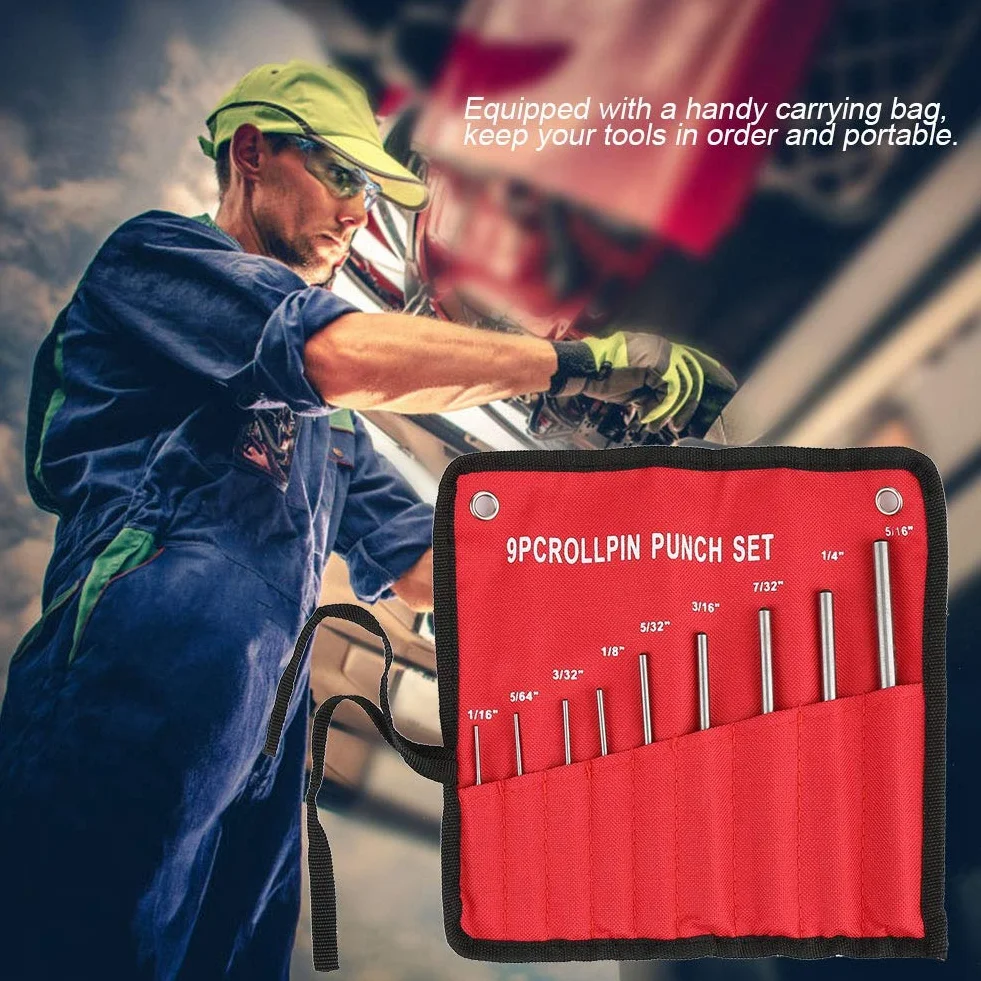 T. Hinsley Style Roll Pin Remover 3.5 Mm, Zestaw Punch, Stemple Do Metalu, 9 Szt. Trwała Stalowa Rolka