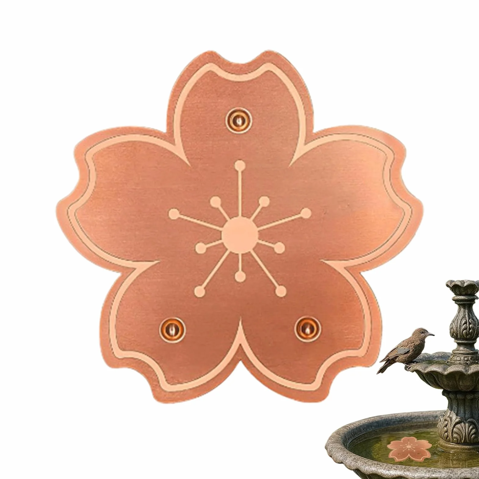 Bird Bath Disc, Copper Purification Plate, Birdbath Cleaner with Triple-Point Support for Garden, Yard, Patio, Nature Exhibits, Landscaping, and Park Water Bowl Maintenance