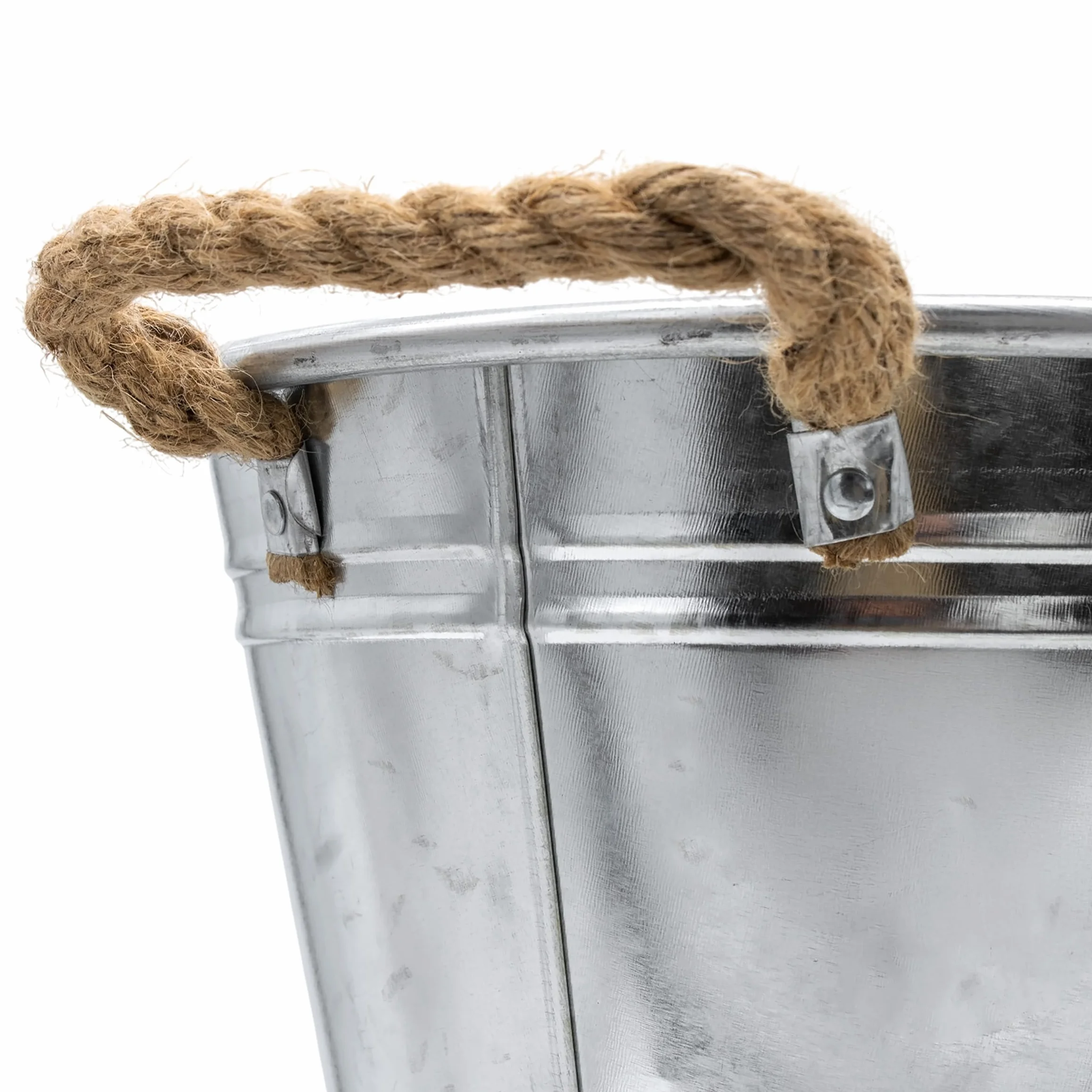 Wanna cynkowa, owalna donica na kwiaty, z uchwytami z naturalnego sznurka – 43 x 30 cm – metalowa wanna, doniczka na rośliny, mała, srebrna, ocynkowana – dekoracyjna wanna, doniczka na kwiaty, donica