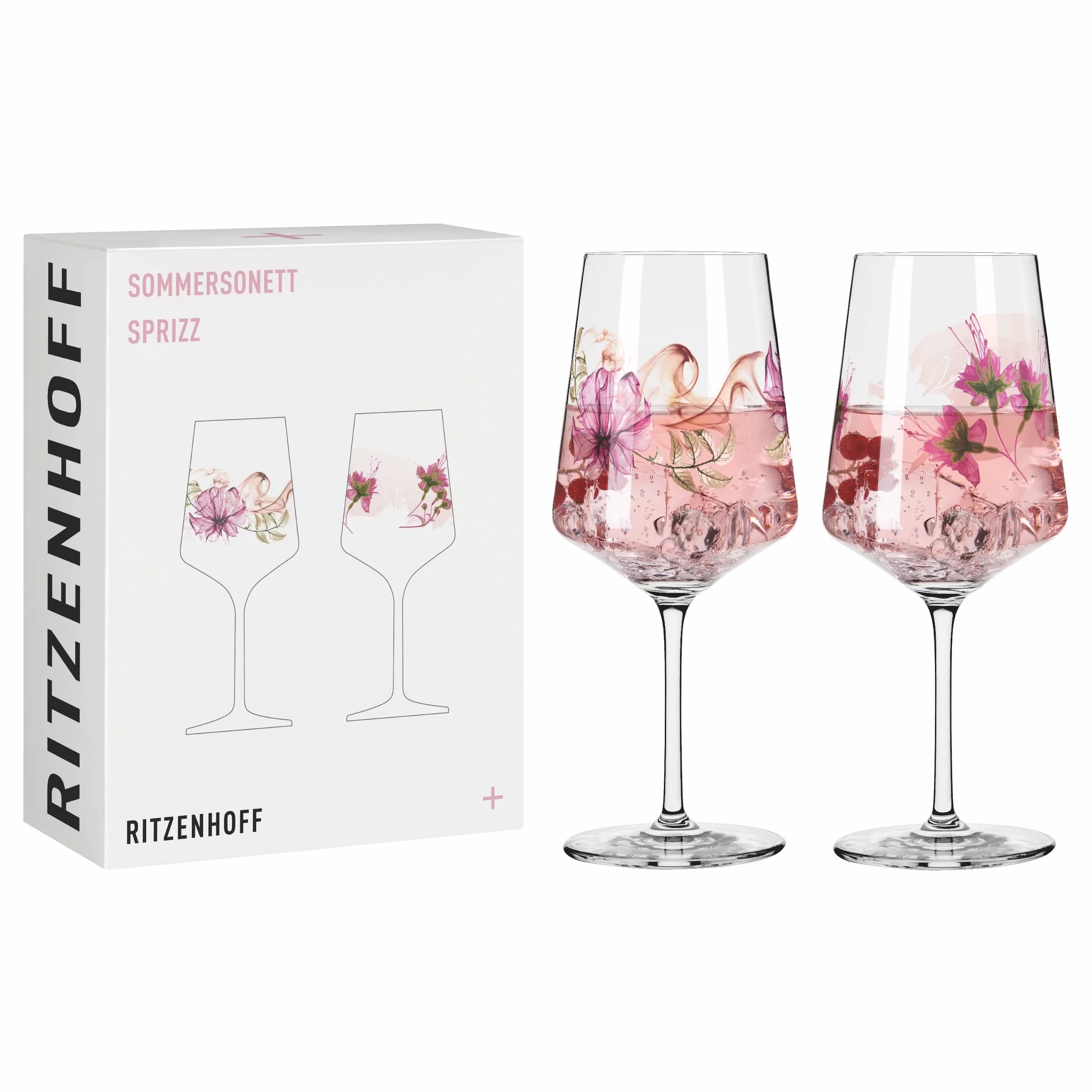 RITZENHOFF 3461004 Kieliszek do aperitifu 500 ml - zestaw 2 szt. - seria Sonet letni nr 4, 2 sztuki, motyw roślinny - Made in Germany