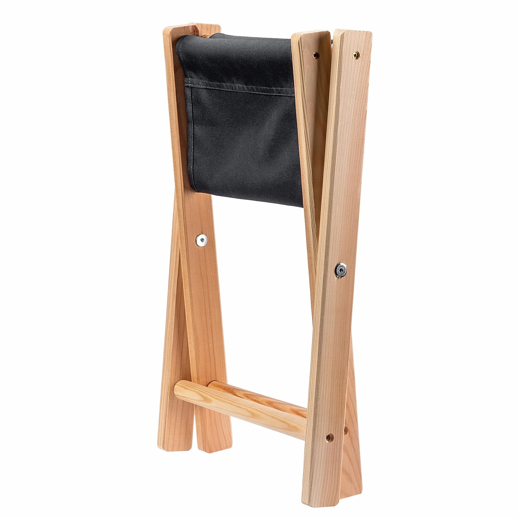 KADAX Taboret składany drewniany 31x31cm czarny, udźwig 100 kg, stabilna konstrukcja, do ogrodu, balkonu, tarasu i na kemping