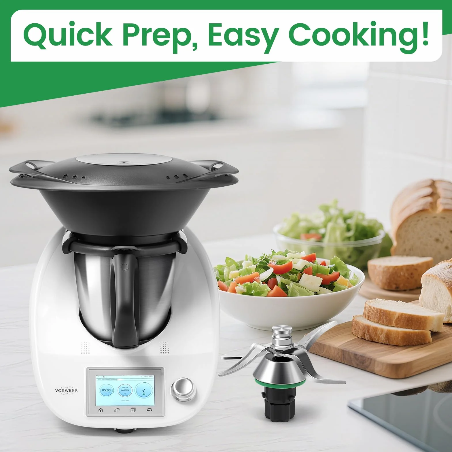 nóż mieszający ze stali nierdzewnej do Thermomix TM5 i TM6 z uszczelką – zamiennik kompatybilny do robota kuchennego Vorwerk Thermomix TM5 i TM6