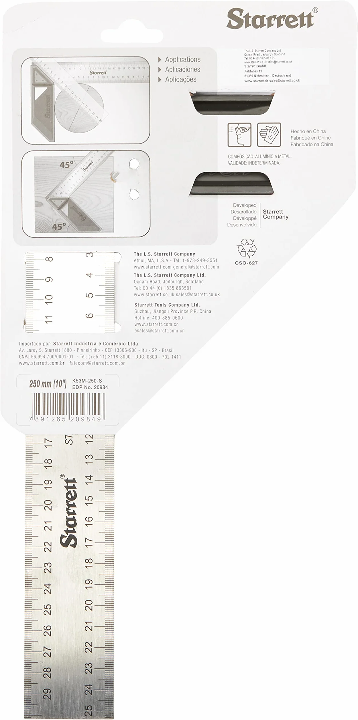 Starrett K53M-250-S Kwadrat próbny