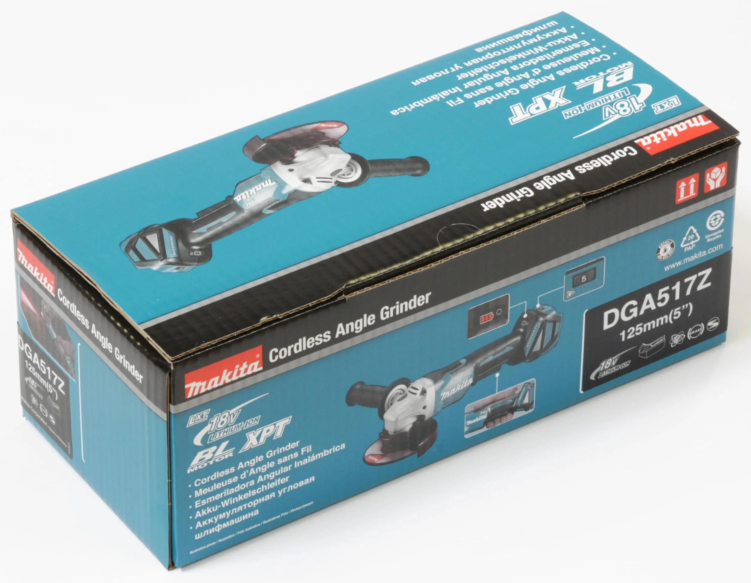 Makita Akumulatorowa Szlifierka Kątowa, Niebieski/Czarny, 125 mm