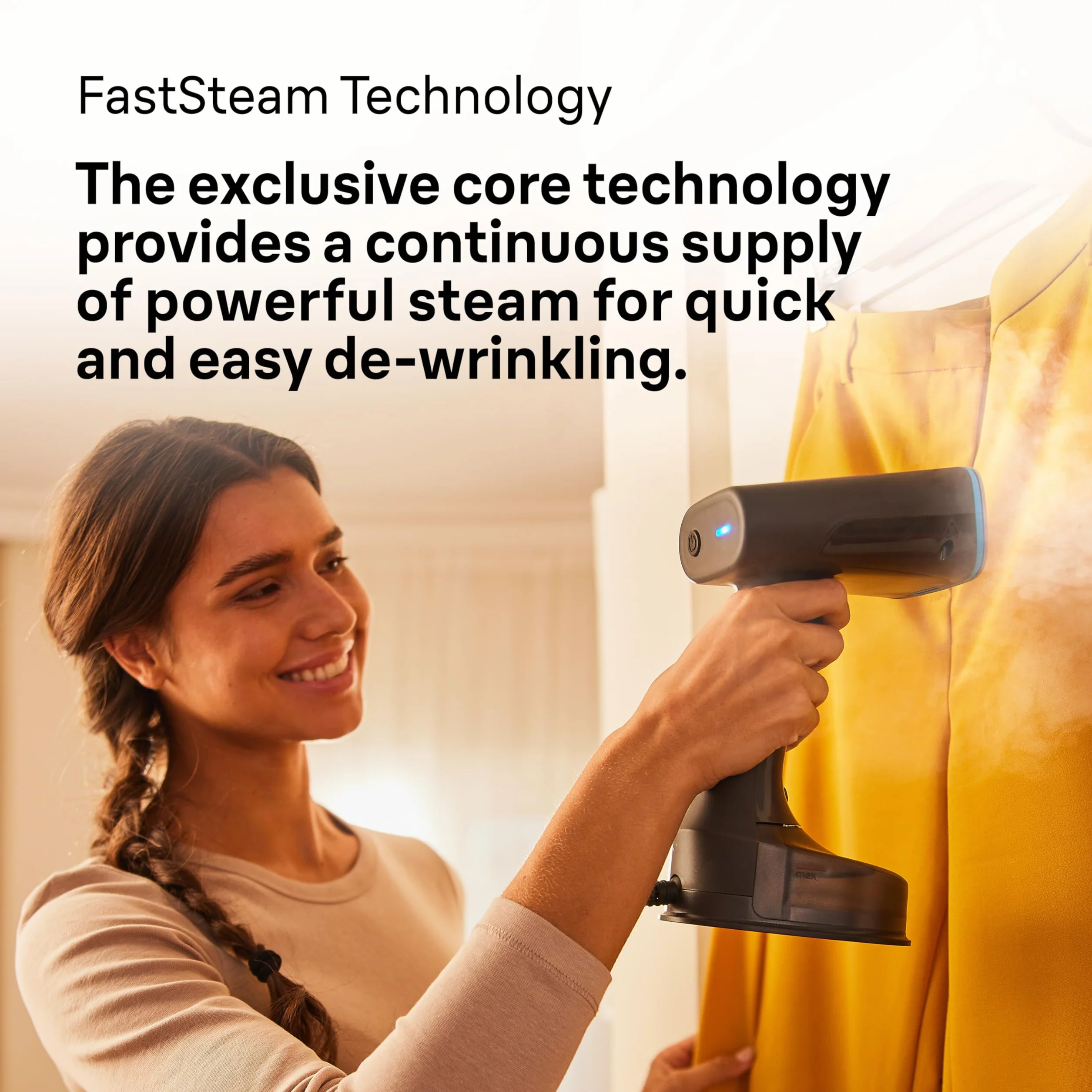 Braun QuickStyle 5 GS5031BL parownica parowa, technologia Dual FreeGlide 3D, technologia FastSteam, para 25 g/min, zbiornik na wodę 150 ml, kabel o długości 2,5 m, gotowy w 45 sekund, 1200 W,