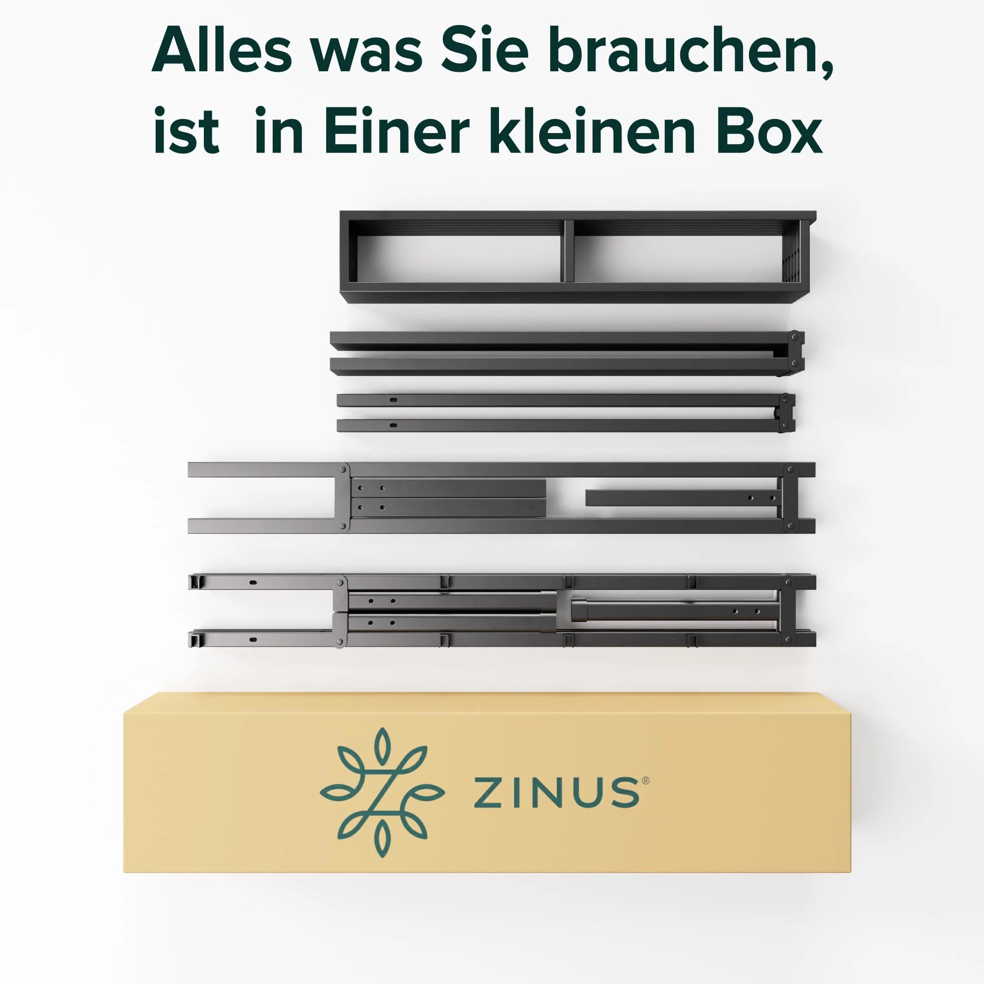 Zinus Justin łóżko 90 x 200 cm – wysokość 36 cm z miejscem do przechowywania pod łóżkiem – metalowa platforma – czarne