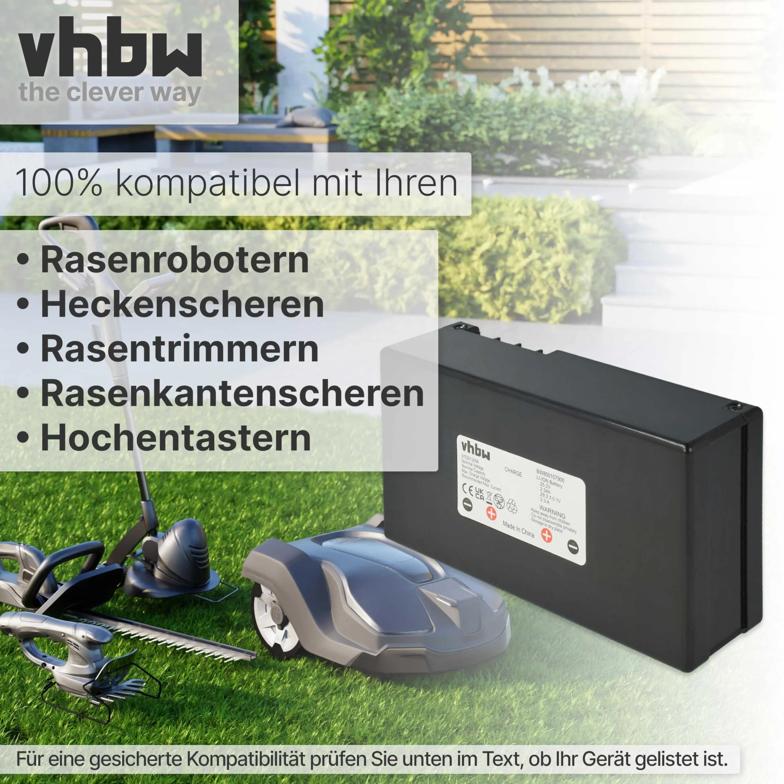 vhbw Akumulator kompatybilny z kosiarką automatyczną Stiga 125, 127, 200, 223, 225, 225s, 228, 228s (2300 mAh, 25,2 V, litowo-jonowa)
