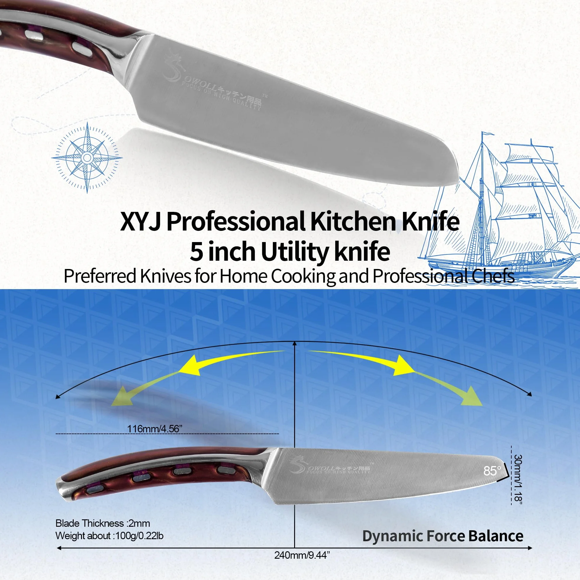 XYJ Stainless Steel Utility Knife, 5 Inch Kitchen Knife With Sheath, Meat Cleaver for Meat Cutting, Vegetable Fruit Slicer Knife, Portable Outdoor Camping for Special Day
