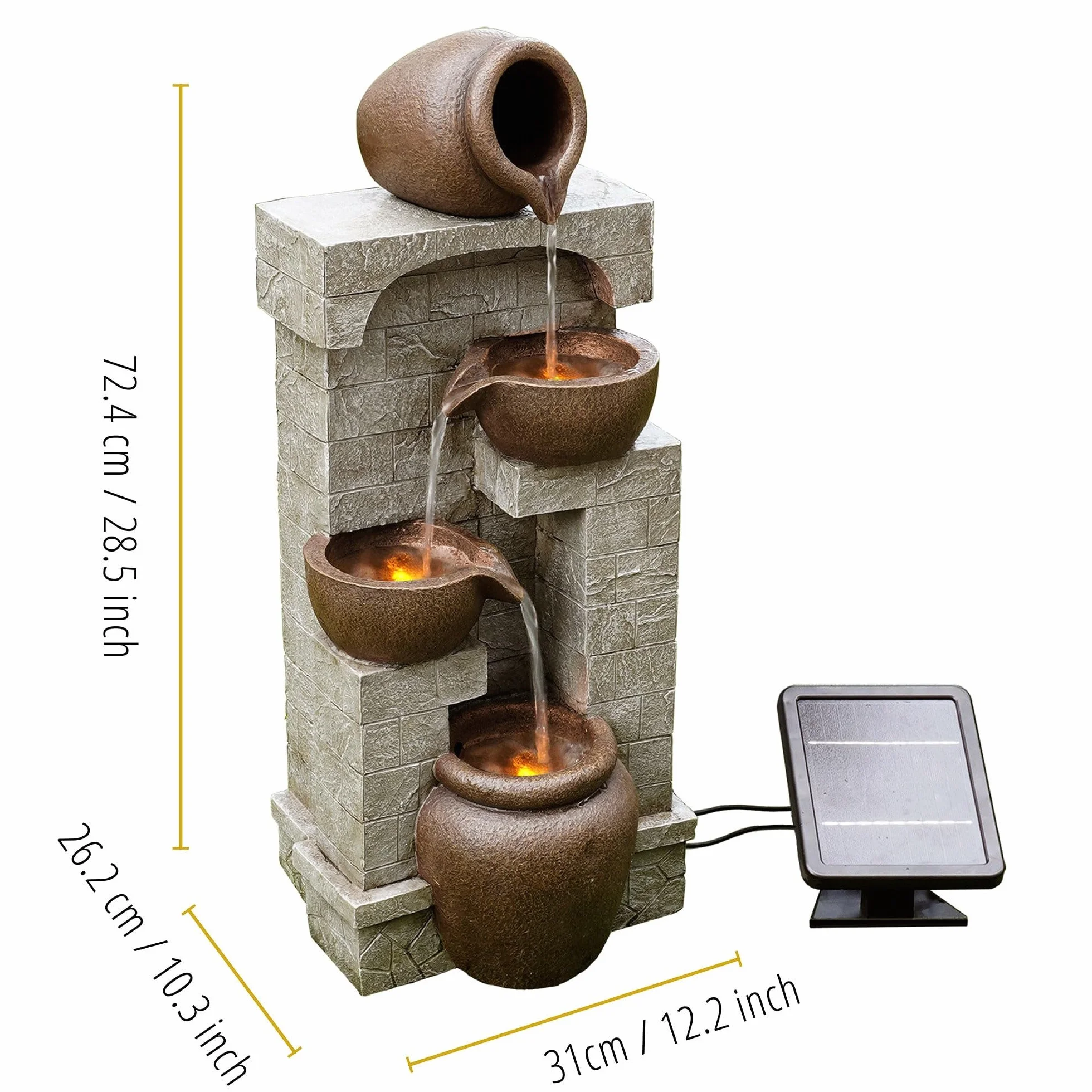 Peaktop energia słoneczna fontanna wodna, ogród, brąz ornament światła PT-SF0001