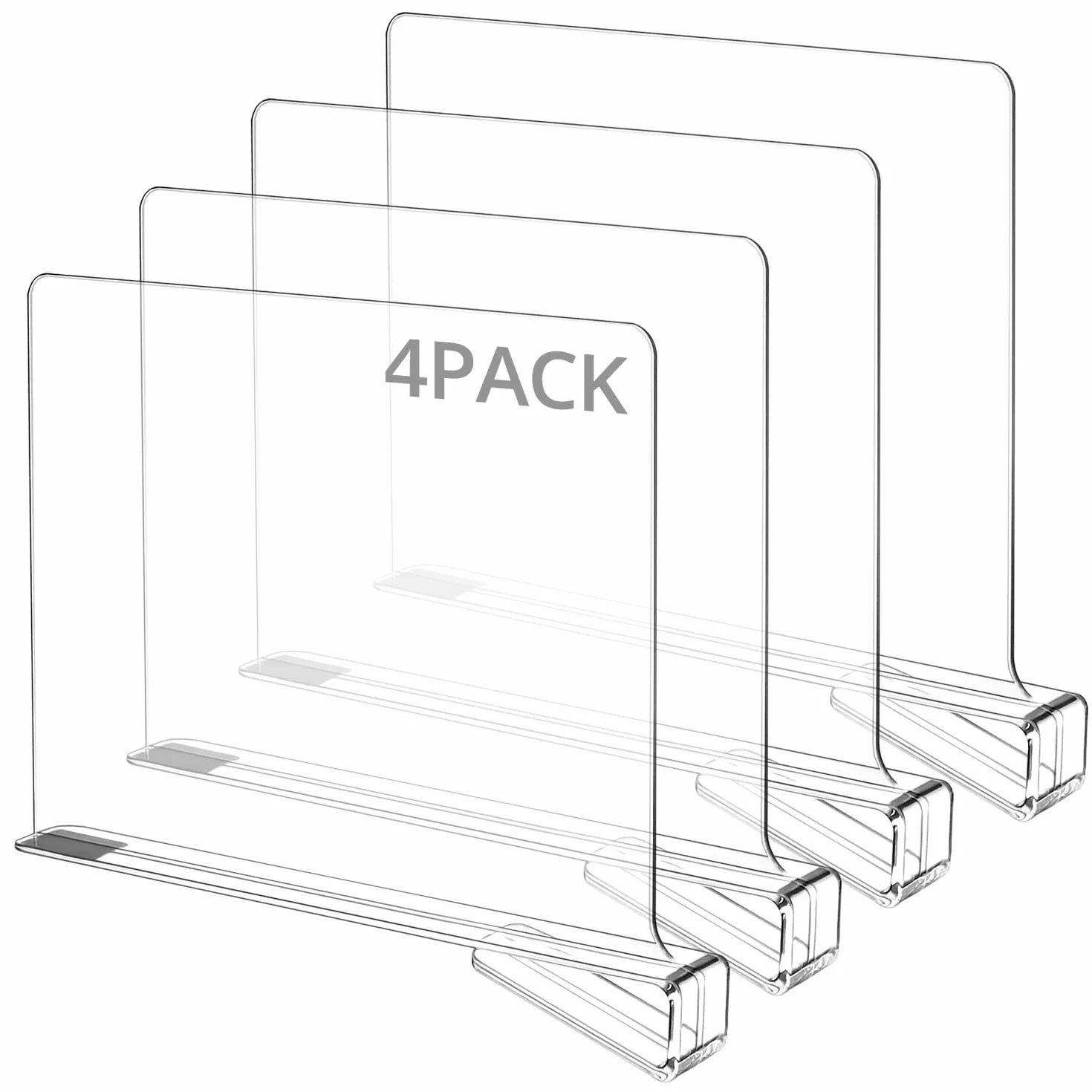 QWORK® 4 sztuki podziału półek do szaf, szafek, przeźroczyste, akrylowe, organizer do szafy na ubrania