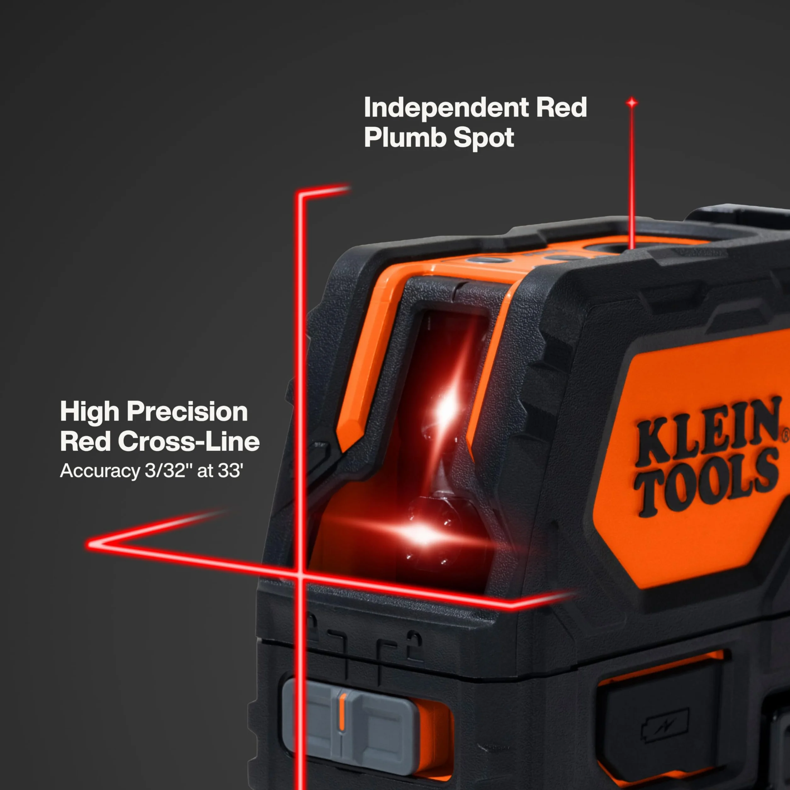 Poziomica laserowa krzyżowa z punktem pionowym, samopoziomująca, w zestawie magnetyczny zacisk montażowy Klein Tools 93LCLS