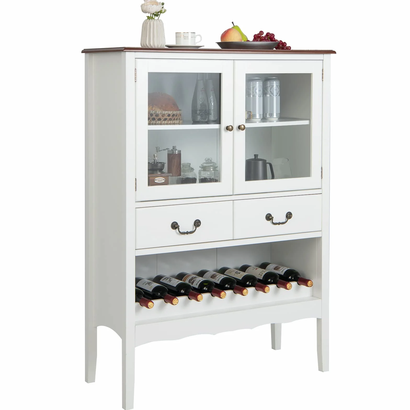 COSTWAY Szafka na wino 90 x 40 x 126,5 cm biała drewnopochodna