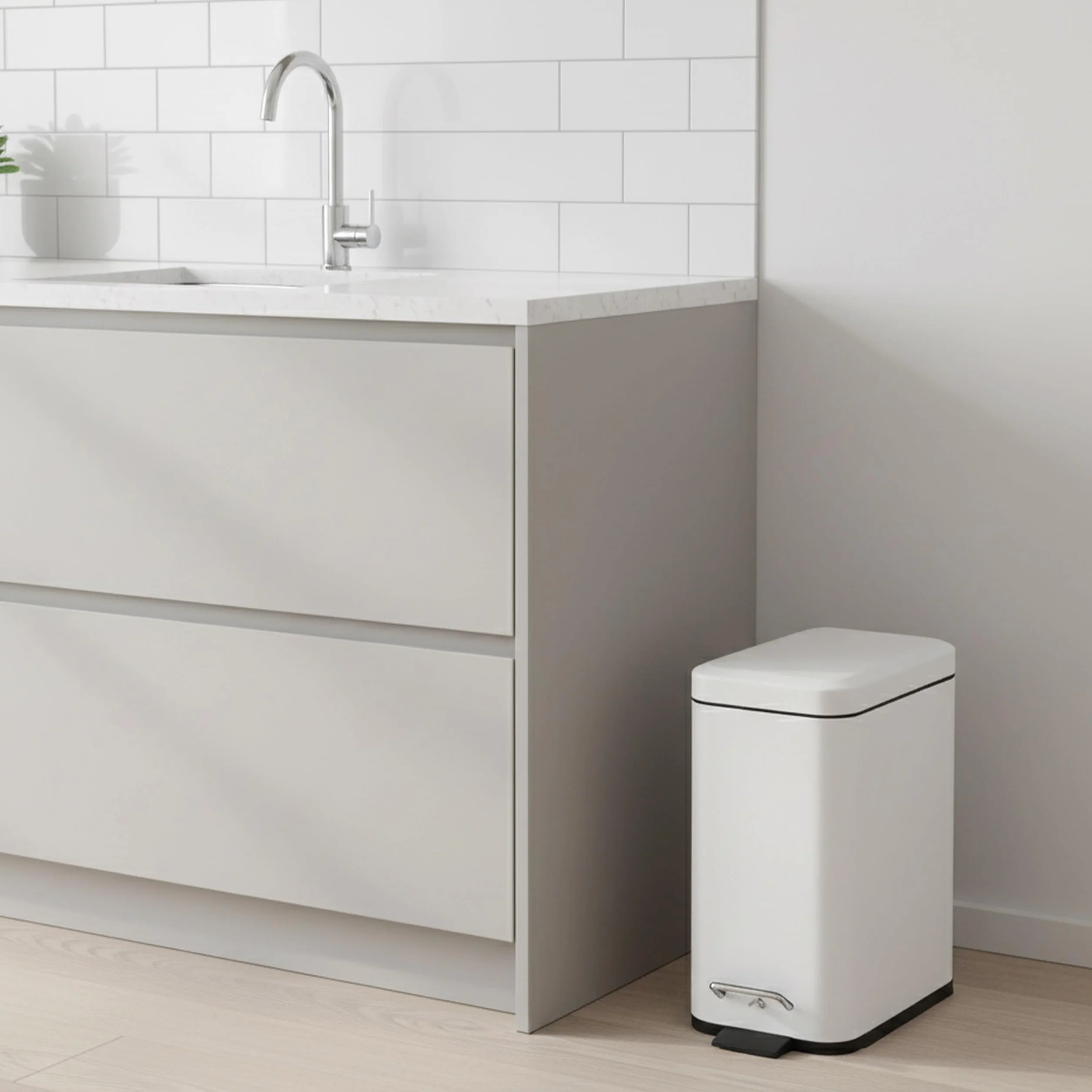 Relaxdays Kosz na śmieci łazienkowy, 5 l, wiadro kosmetyczne z miękkim zamknięciem, matowy design, kosz na śmieci, ciemnoszary