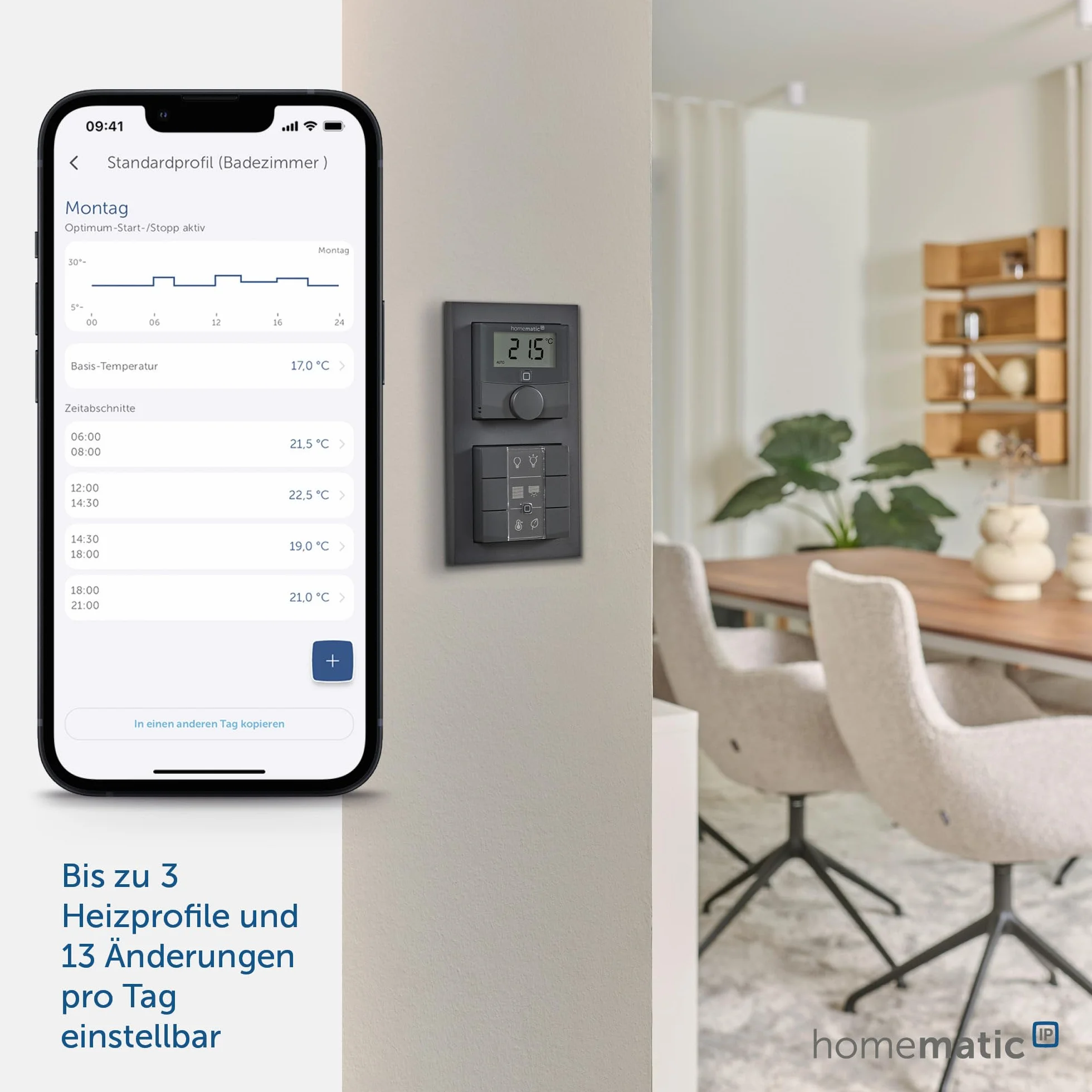 Homematic IP Smart Home 159820A0 termostat ścienny z czujnikiem wilgotności powietrza, cyfrowy termostat, grzejnik/ogrzewanie podłogowe, aplikacja Alexa, Google Assistant, pomiar temperatury,