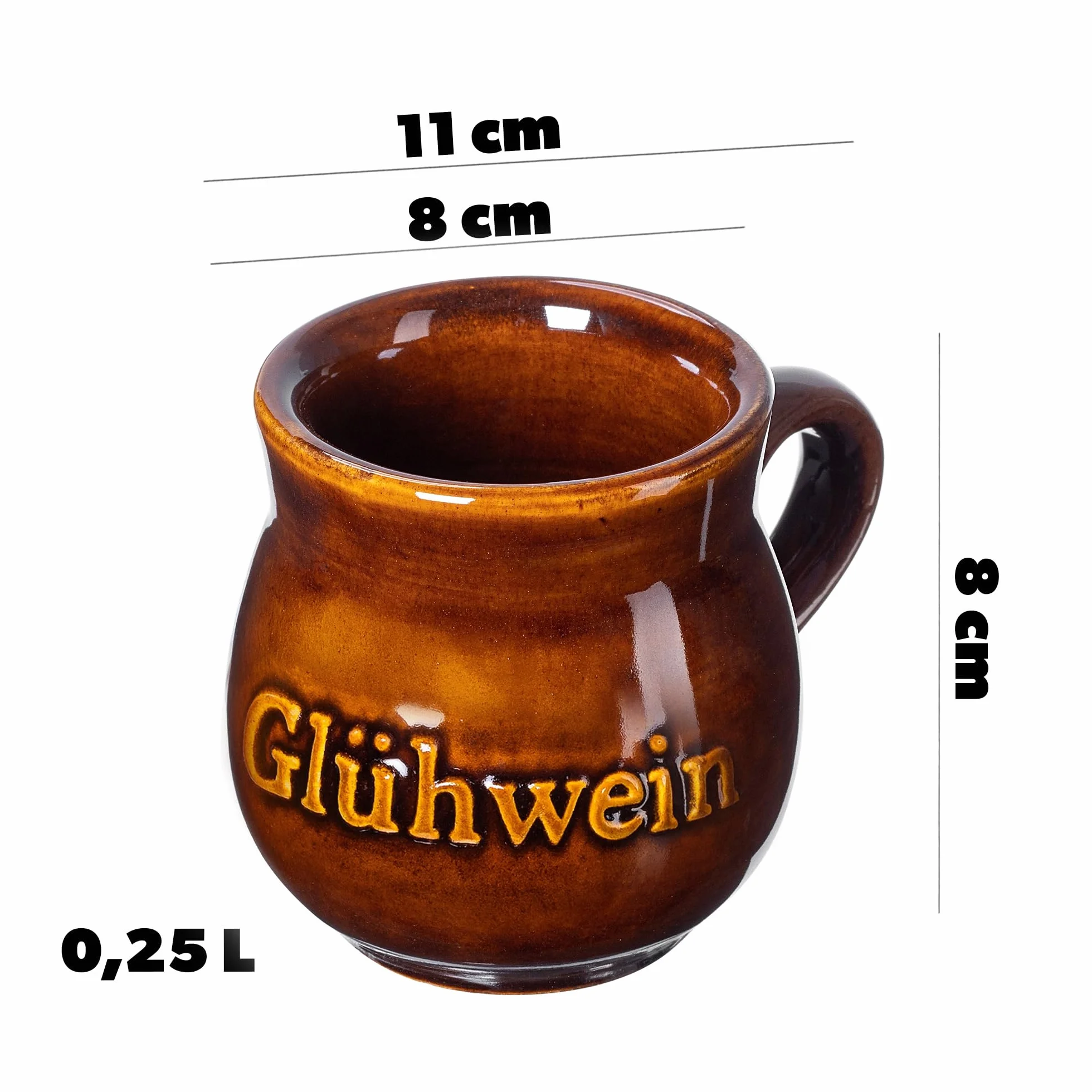 Kubek do grzanego wina z gliny 250 ml ceramiczny ręcznie wykonany