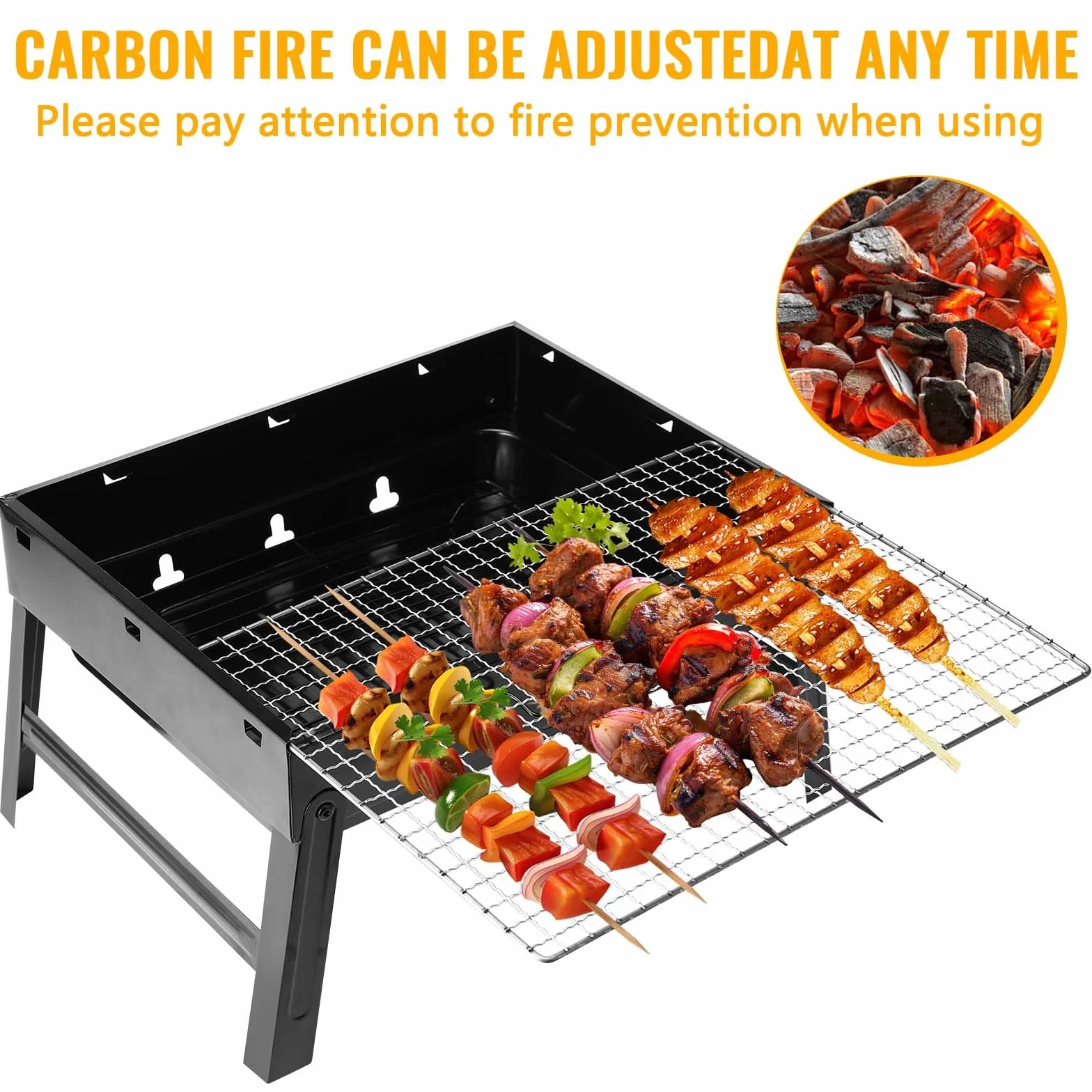 Auauraintt Kompaktowy Mini Grill BBQ - na węgiel drzewny, przenośny i składany, grill stołowy, grill kempingowy, grill piknikowy, do pikniku, ogrodu, tarasu, kempingu, podróży