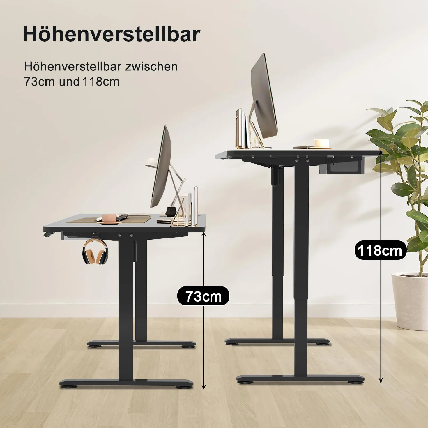 Homall Elektryczne Biurko Siedzące 100 x 60 cm, Stół z Regulacją Wysokości z Gniazdem USB, System Antykolizyjny, Sterowanie Pamięciowe, czarny