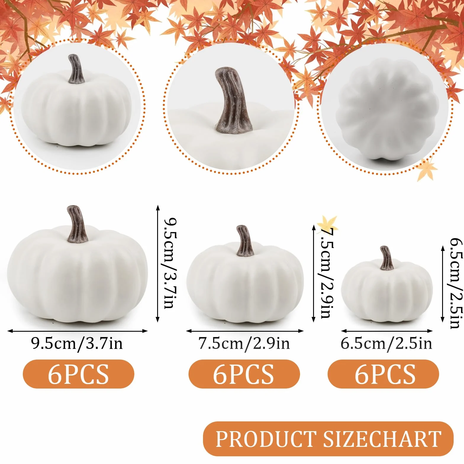 Sztuczne dynie, 18 szt., sztuczne dynie piankowe, na Halloween, Święto Dziękczynienia, malowanie, jesienna dekoracja stołu (białe)