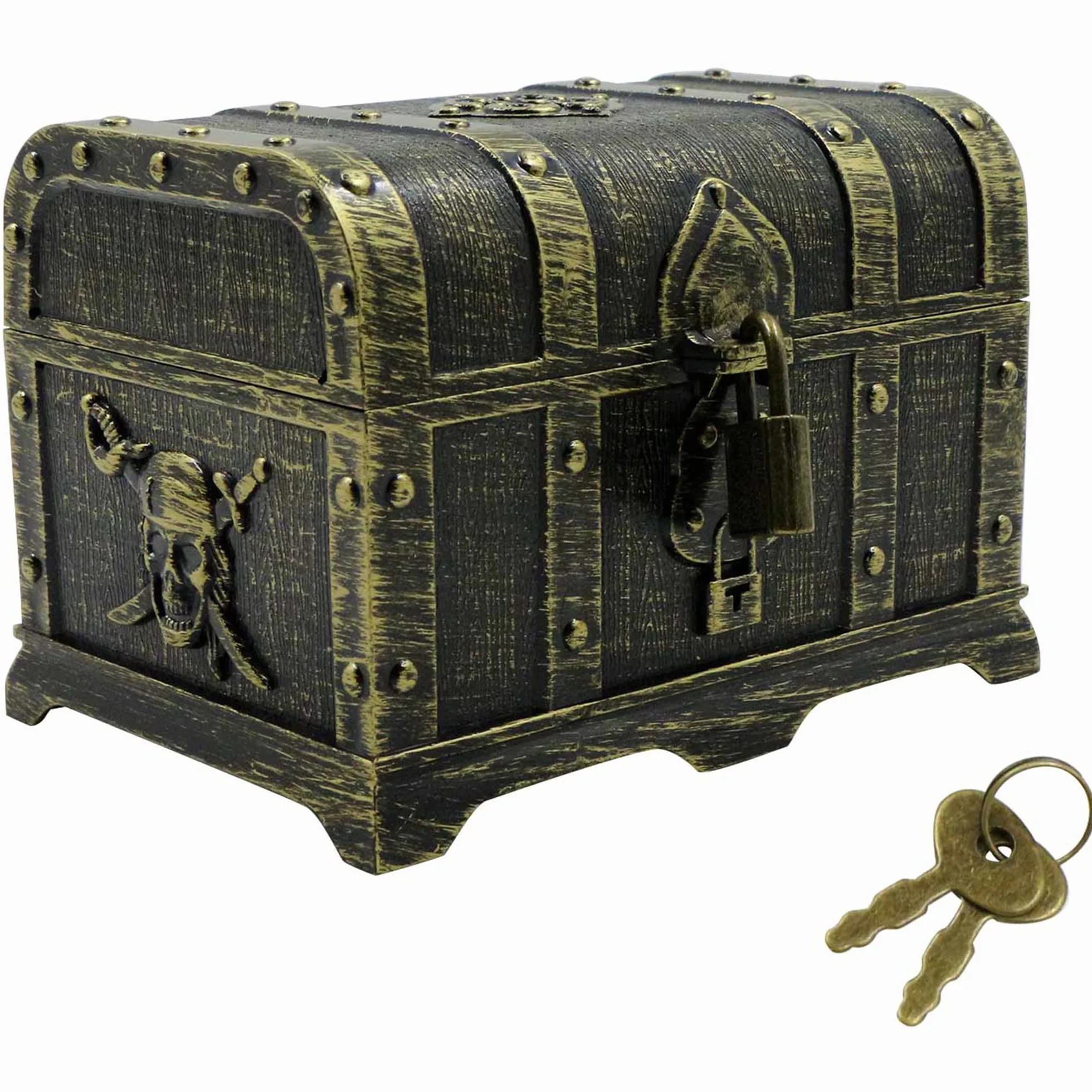 Skrzynia na skarby, skrzynia piracka, upominek, skrzynia skarbów piratów, skarby pirackie, tworzywo sztuczne, mini skrzynka piracka w stylu vintage, na imprezy pirackie