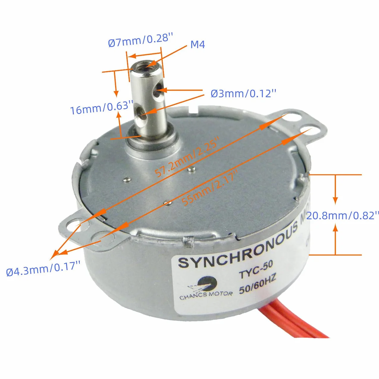CHANCS Elektryczny silnik synchroniczny z przekładnią TYC-50 AC 220 V 15-18 obr./min CCW duży moment obrotowy, mały silnik AC do kominka elektrycznego, kuchenki mikrofalowej