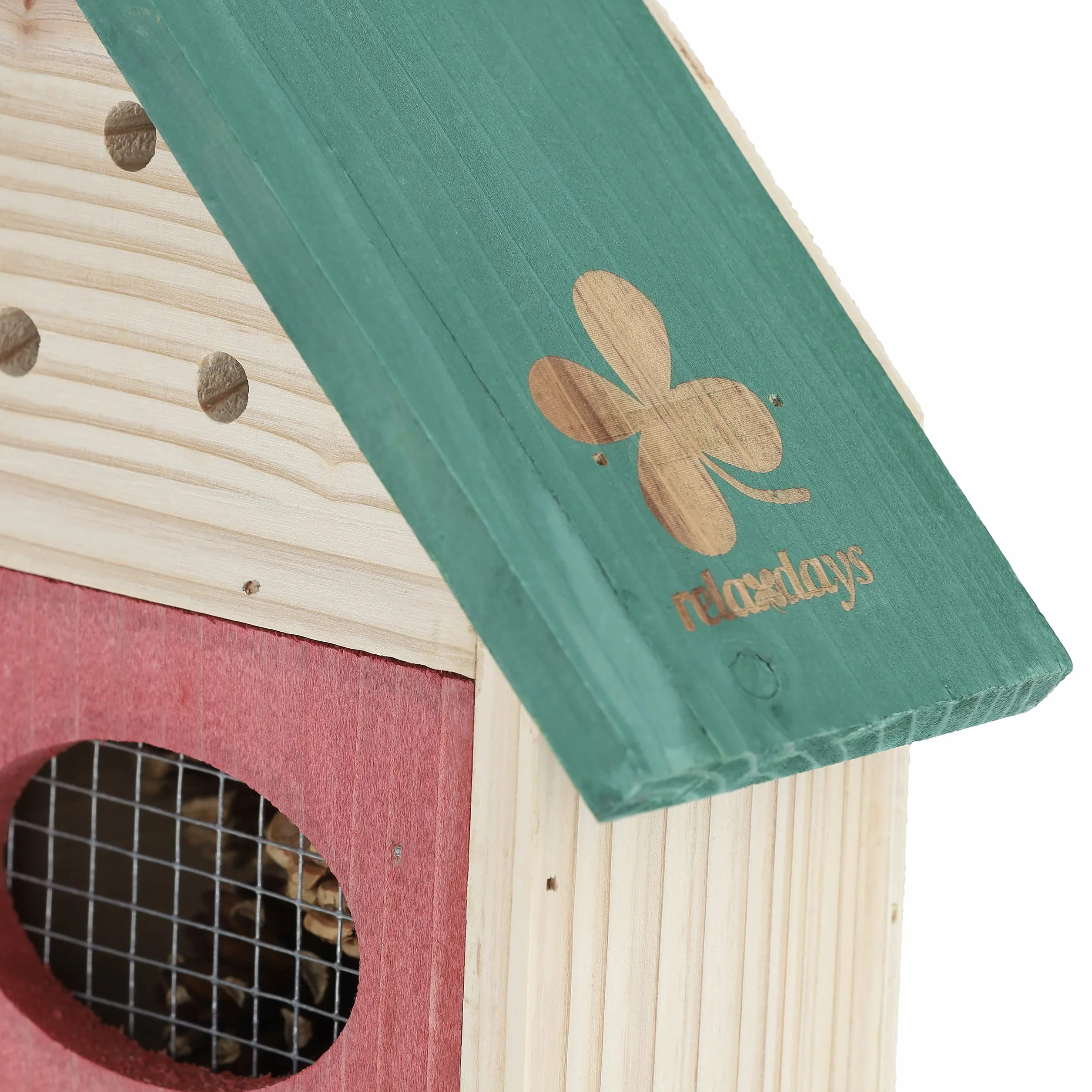 Relaxdays Drewniany domek dla owadów, ogród i balkon, domek dla owadów do zawieszenia, wys. x gł.: 37,5 x 25,5 x 8 cm, domek dla motyli, kolorowy
