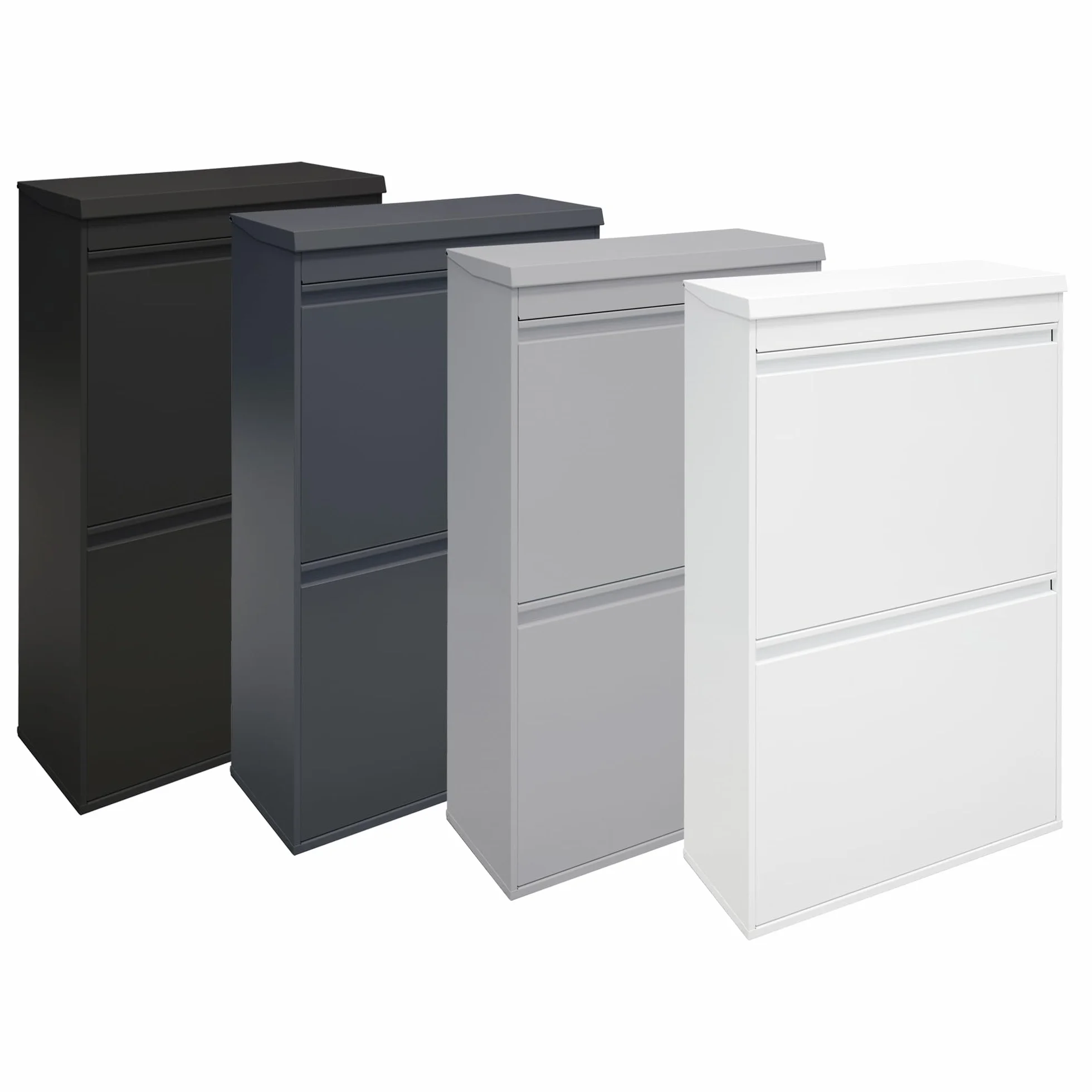 ARREGUI Top CR621-B2 stalowy system segregacji odpadów z pudełkiem do przechowywania z pokrywką, 4 przegródki, kosz na śmieci do kuchni, 23 + 11 + 17 + 17 l (68 l), 1 bardzo duże wiadro, 4-komorowy