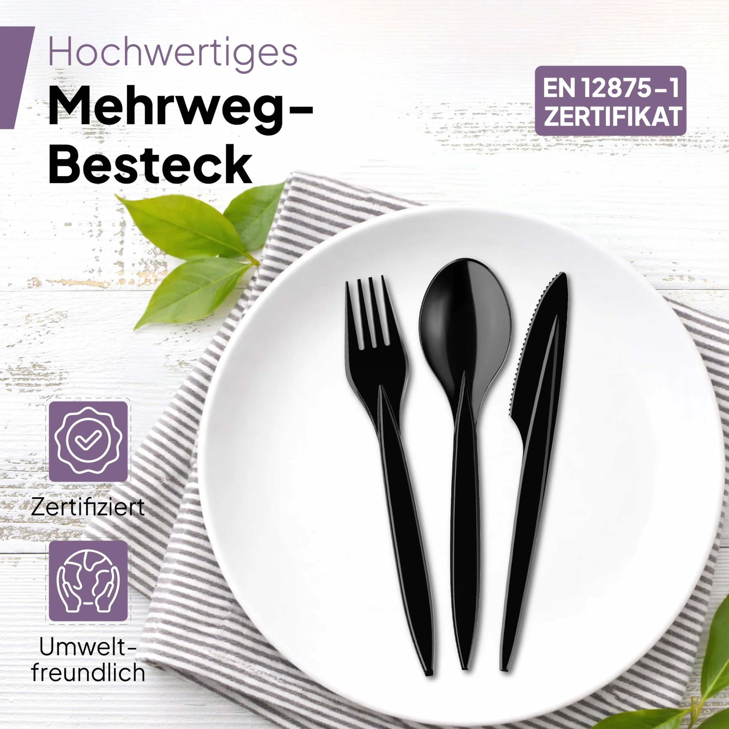 Plastikowe widelce wielokrotnego użytku Inoverse 50 sztuk czarne imprezowe outdoor