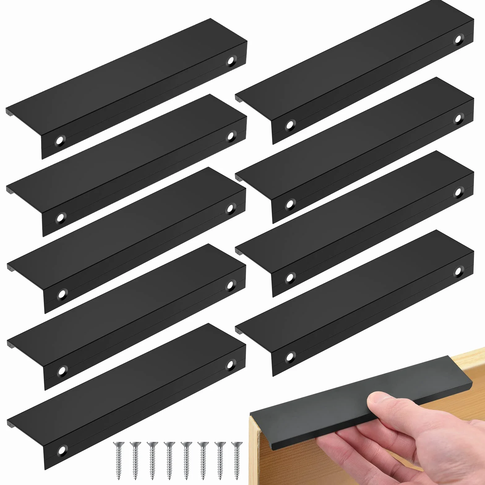 Flintronic 10 Sztuk Ukrytych Uchwytów Do Szafy, Nowoczesne Uchwyty Meblowe Z 20 Śrubami, Do Sypialni, Kuchni, Szafy Na Ubrania, Środek Otworu 200 mm