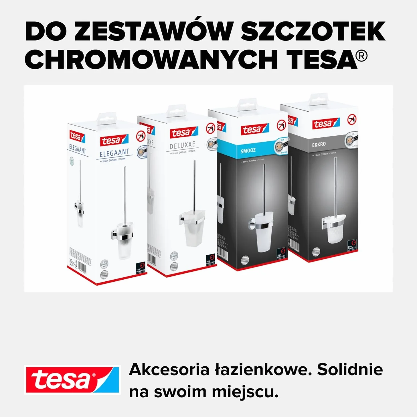 tesa silikonowa szczotka do toalet wymienna chromowany metalowy uchwyt 37,4 x 7,1 x 7,4 cm ciemnoszara