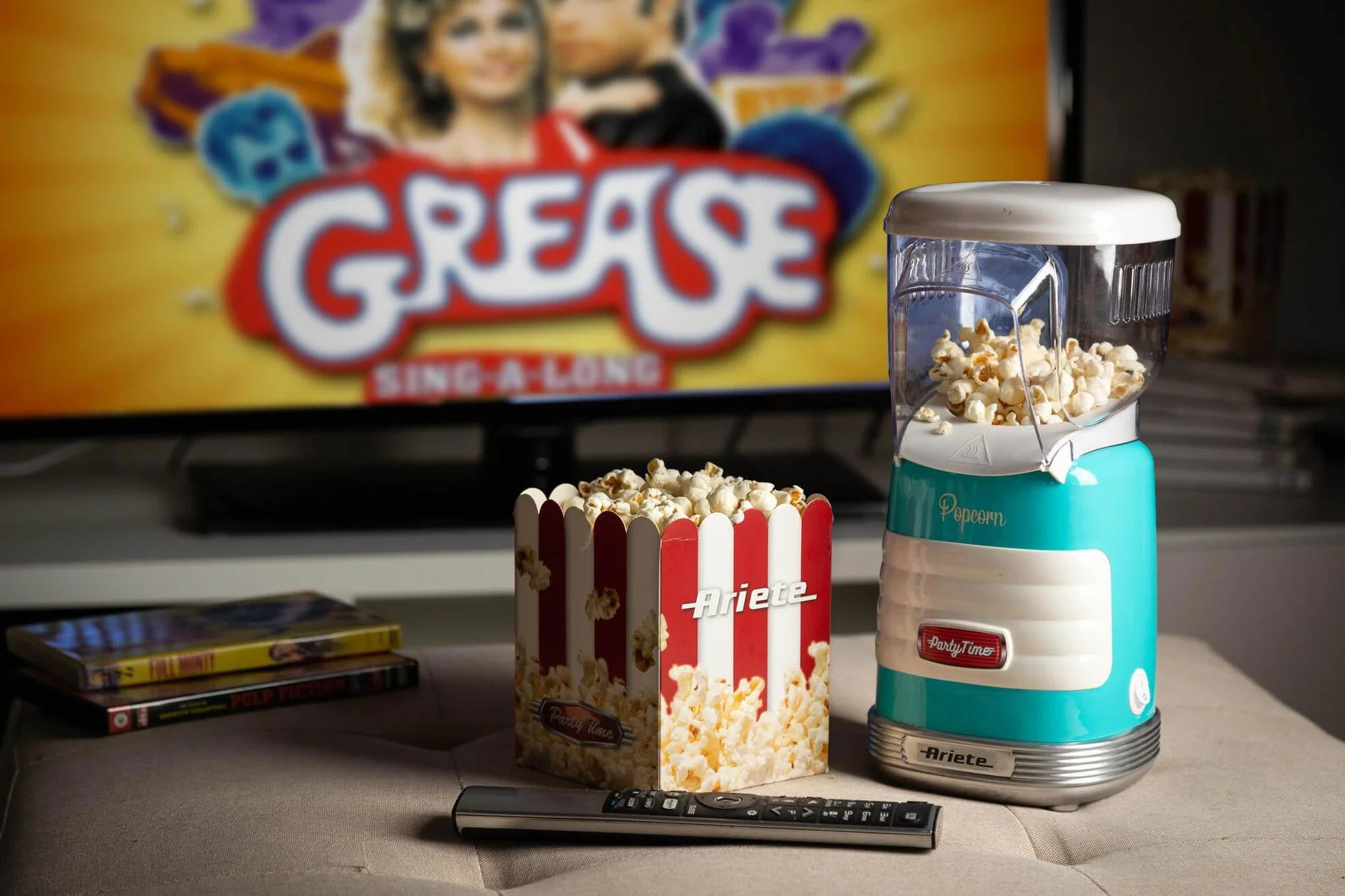 Ariete 2956 maszyna do popcornu, 1100 W, na 60 g kukurydzy, popcorn gotowy w 2 minuty, niebieski