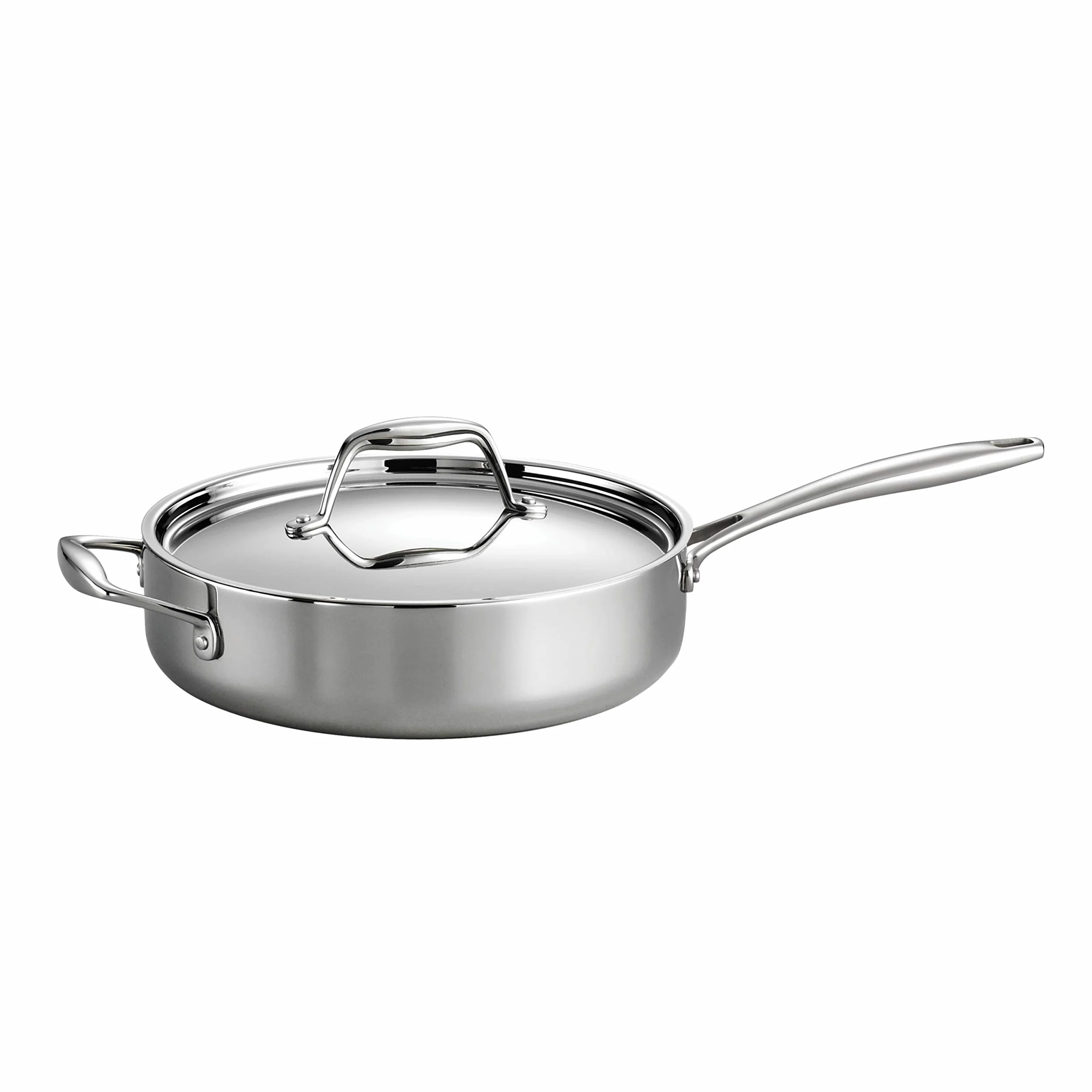 Tramontina 80116/058DS Gourmet Stainless Steel Induction-Ready Tri-Ply Clad Covered Deep Saute Pan, 3 Quart, certyfikat NSF, Made in Brazylii