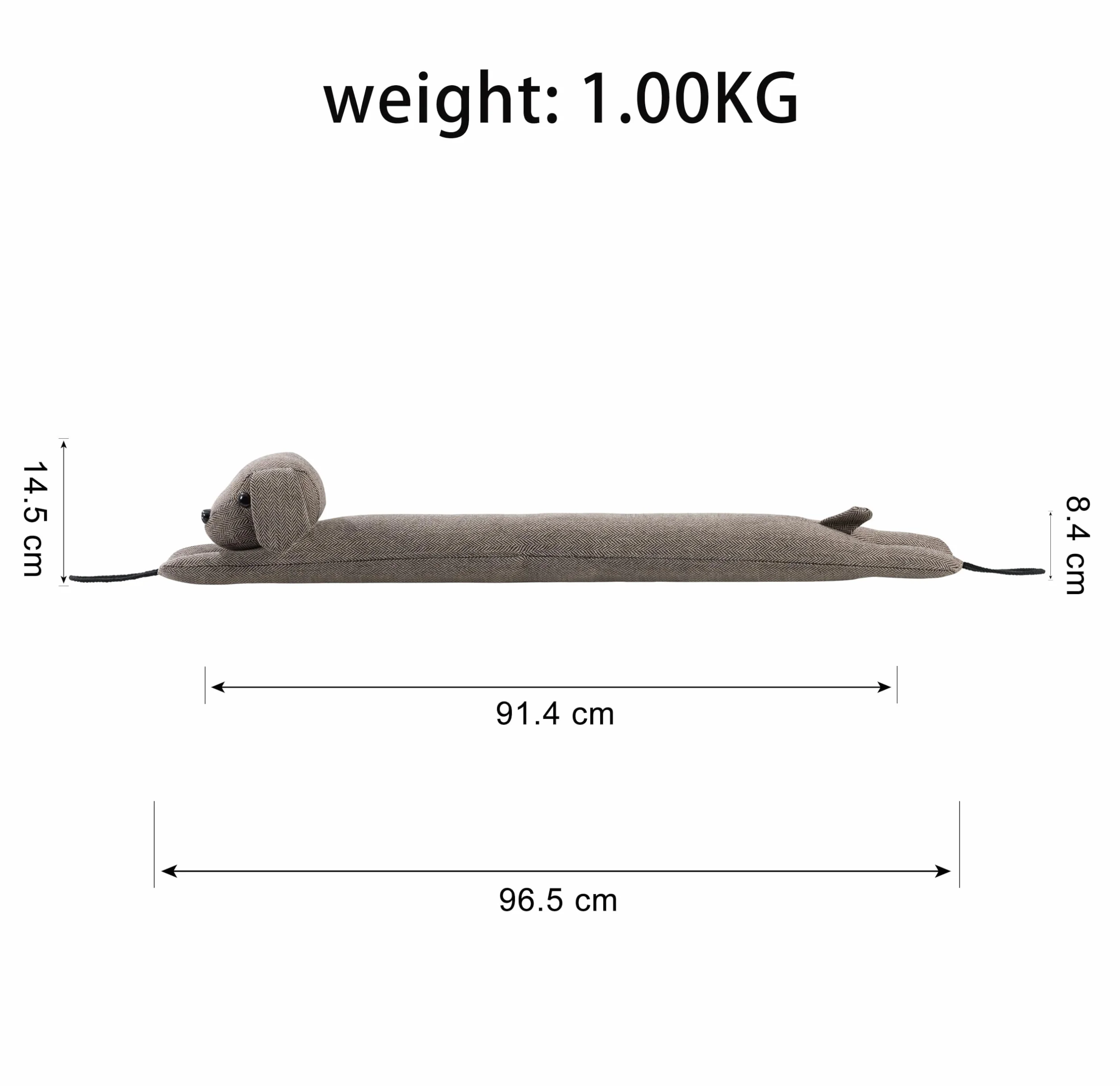 HBselect Odbojniki pod drzwi, dekoracyjny ogranicznik wiatru 96 cm, do drzwi i okien, ważony korek do drzwi powietrznych, blokada szumów do dolnej części drzwi z pętlami do zawieszania - brązowy pies