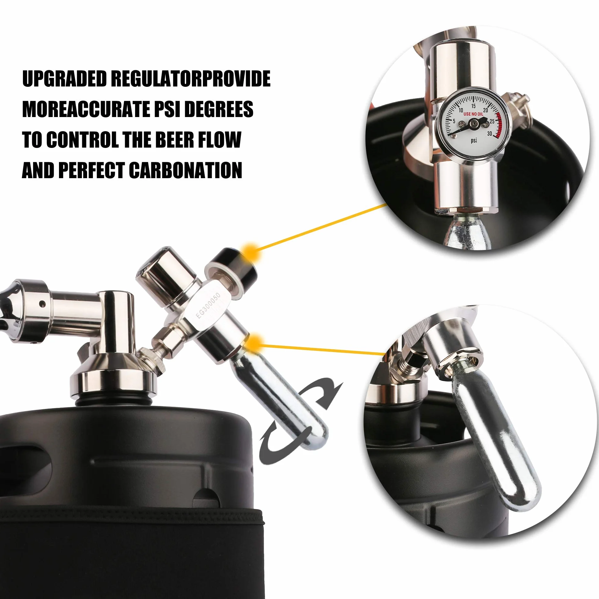 TMCRAFT 4-litrowy mini Keg Growler system beczek domowych ze stali nierdzewnej utrzymujący świeżość i karbonatyzację piwa matowa czerń