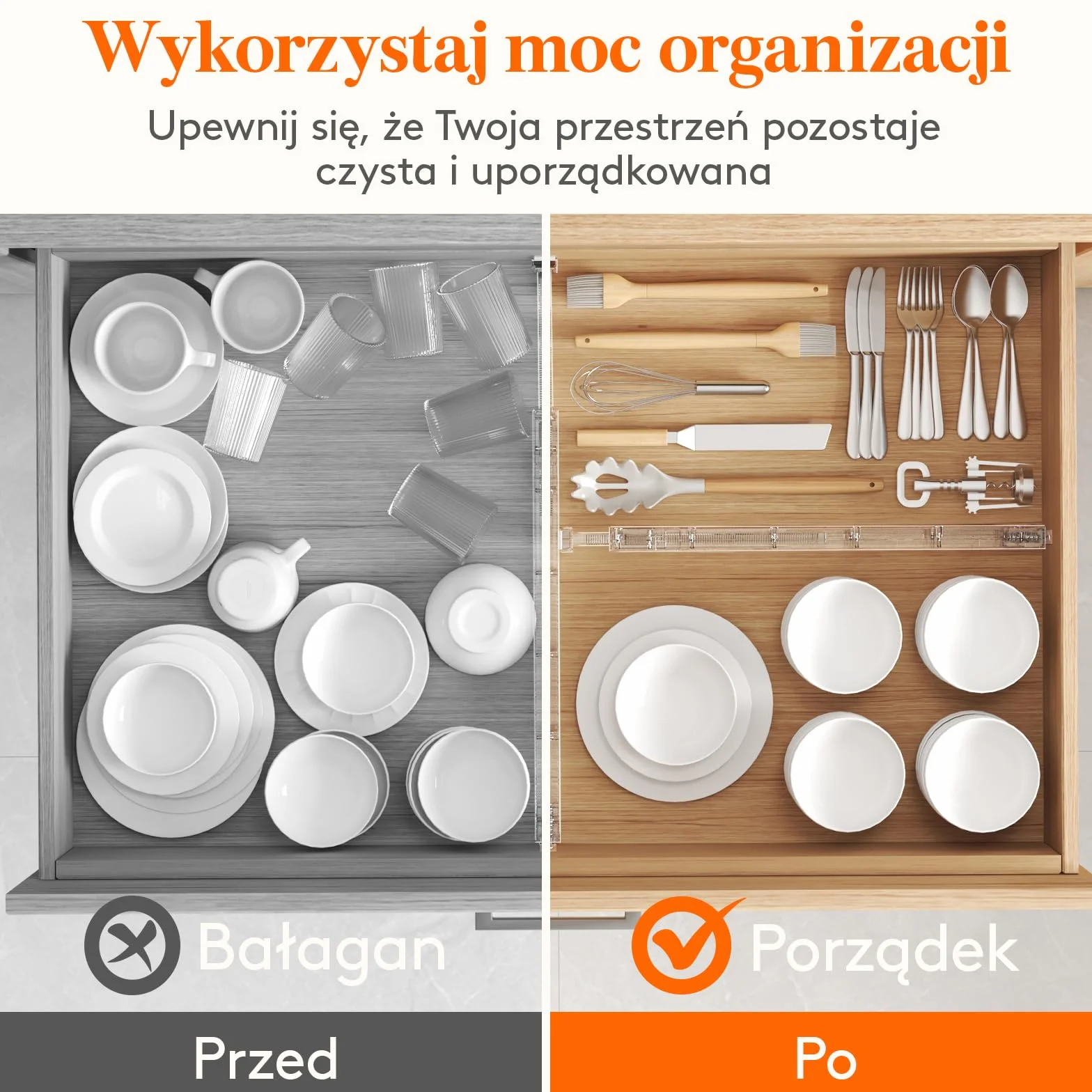 Lifewit 4 Przegródek do Szuflado Wysokości 6 cm,40.6-56 cm, Regulowany Organizer do Szuflad na Przybory Kuchenne/Kosmetyki, Plastikowe, Rozszerzalne Separatory do Przechowywania w Sypialni
