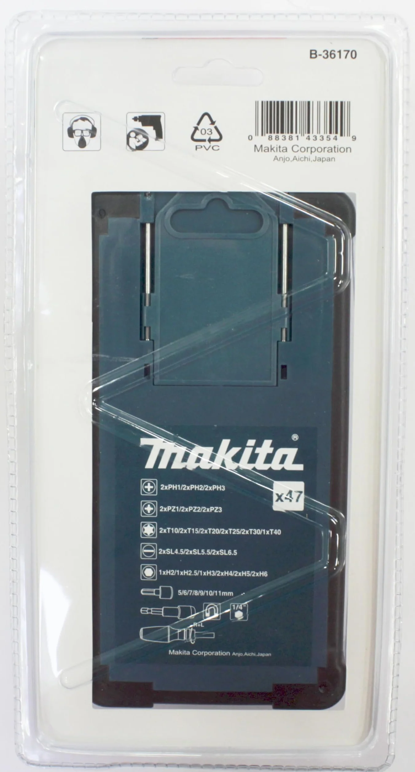 Makita Grzechotka i zestaw Bitów 47-Częściowy, B-36170, Wielokolorowy