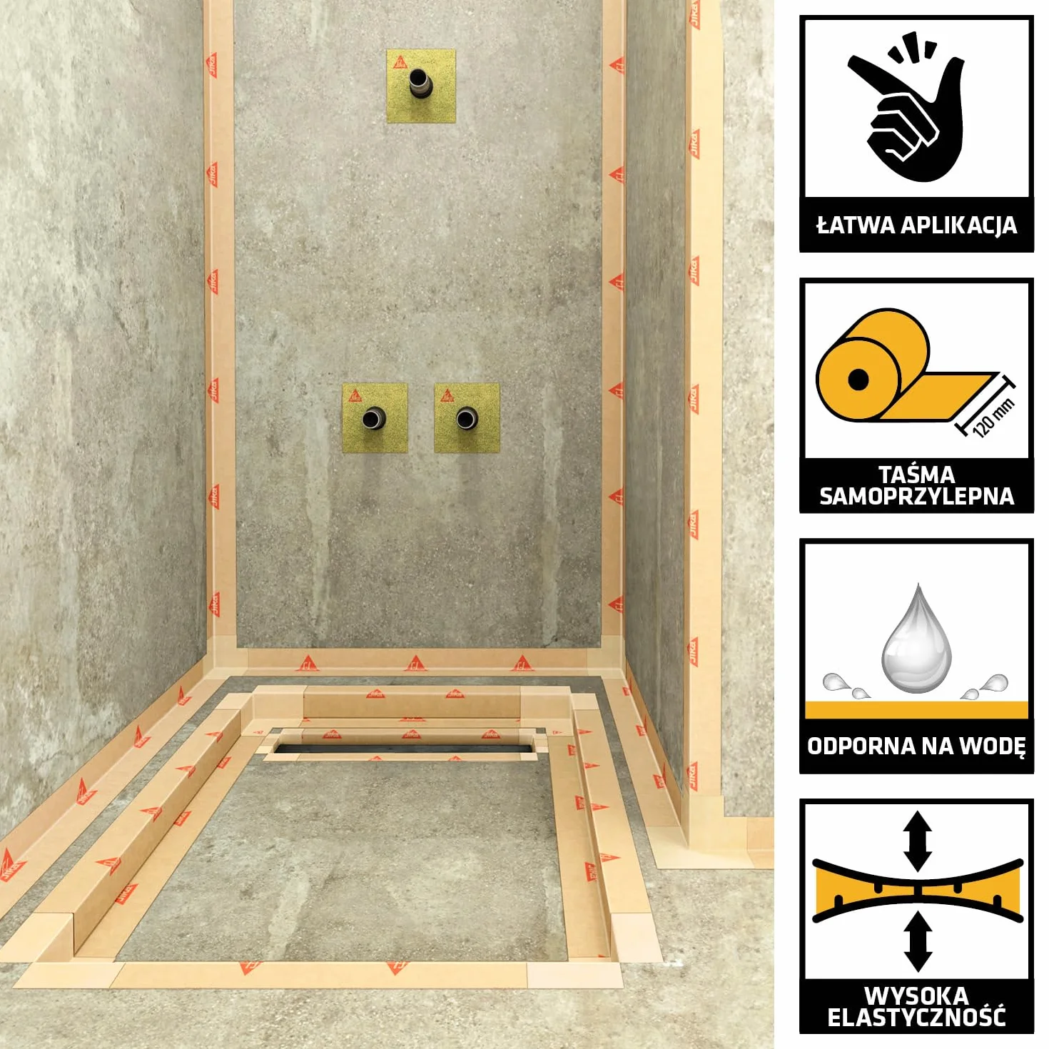 Sika - Taśma do uszczelnień szczelin i dylatacji pod płytki ceramiczne - SikaSeal Tape S do pomieszczeń mokrych - Wysoka elastyczność - Wodoszczelność - 5 m