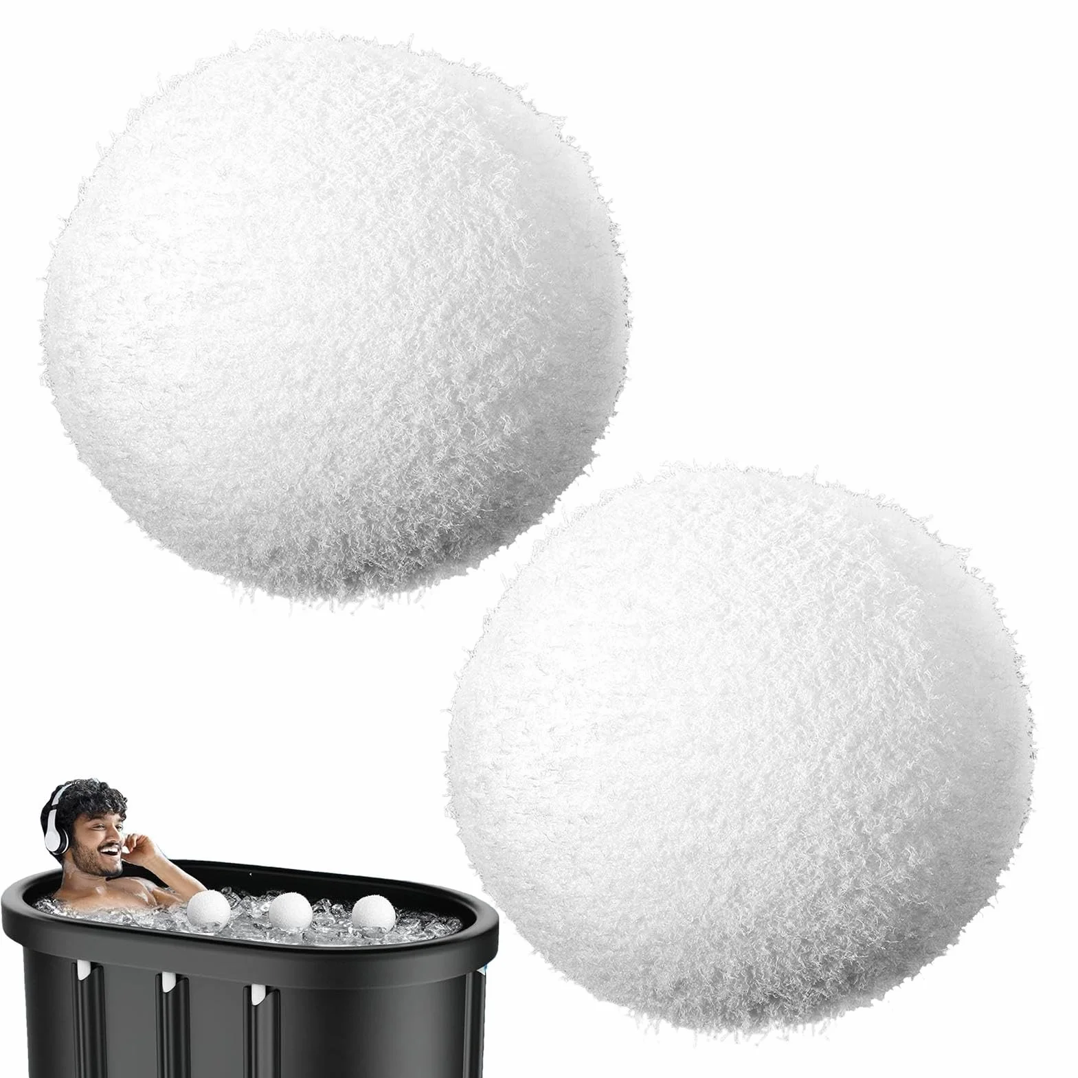 Hot Tub Sponge Scum Absorber - Cold Plunge Filter Balls - Wielokrotnego użytku do kąpieli do lodów Filter Oil Scum Balls, 2 x akcesoria do kąpieli lodowej i zimnych