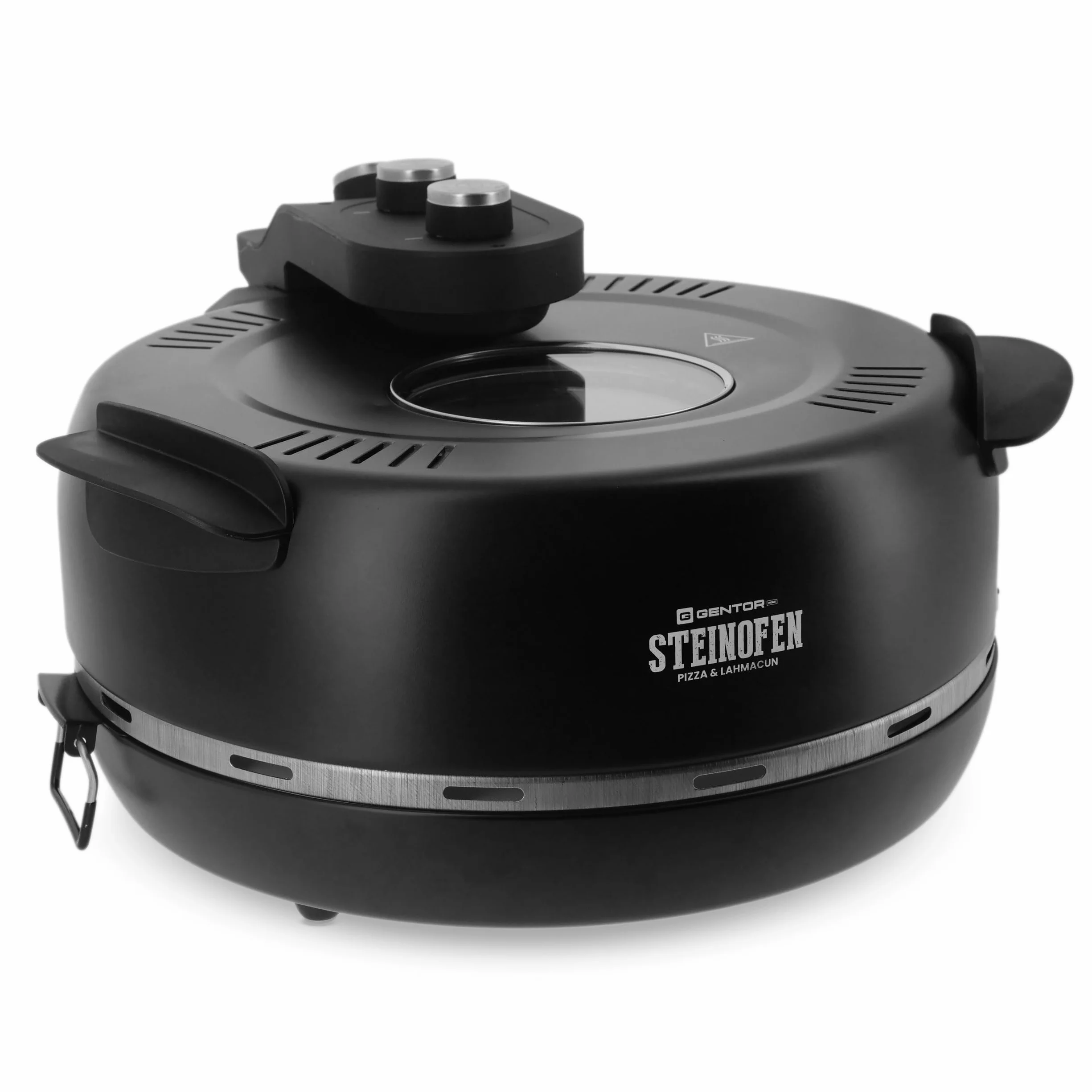 Elektryczny piec do pizzy z kamieniem i okienkiem, 1600 W, do 400°C, do domu i na zewnątrz, z grzałkami górną i dolną