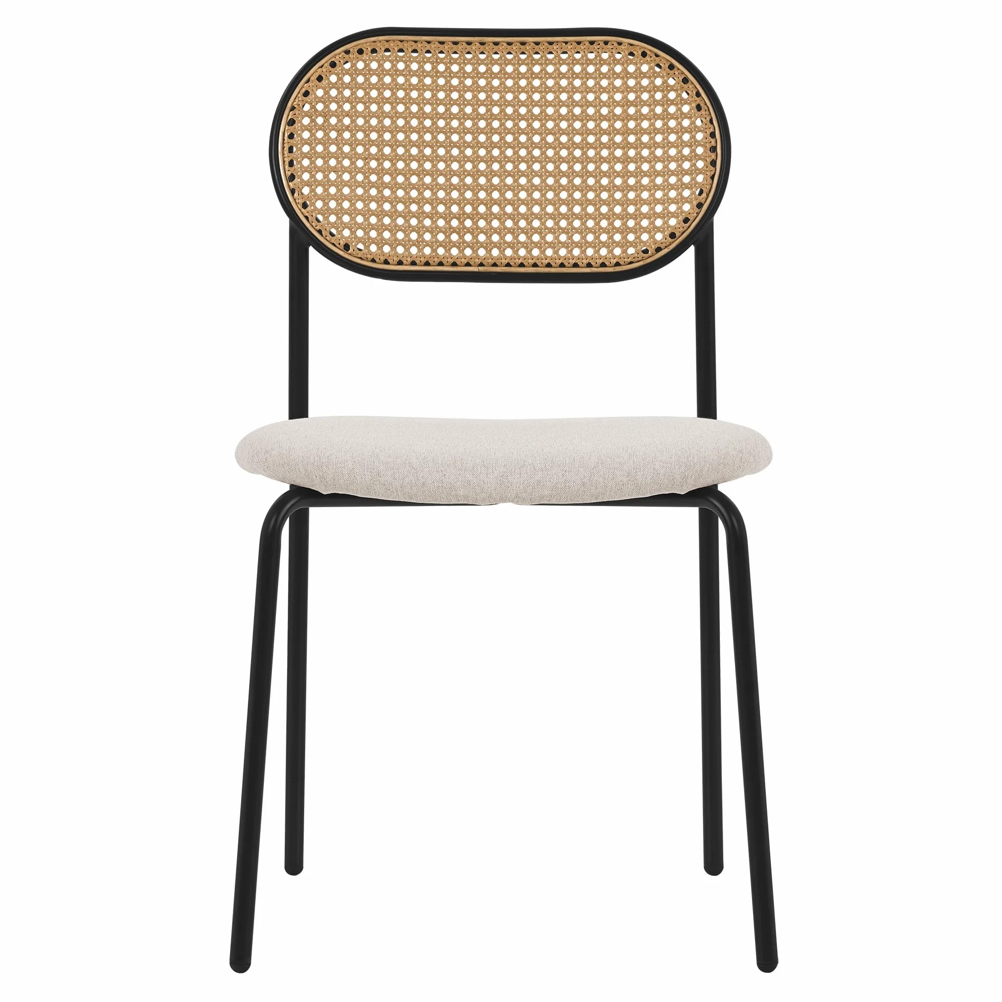 ML-Design zestaw 4 bezowych krzesel do jadalni, krzesla kuchenne z rattanowym oparciem, krzesla tapicerowane z zakrzywionym oparciem z siatki metalowymi nogami, krzesla tapicerowane bez podlokietników