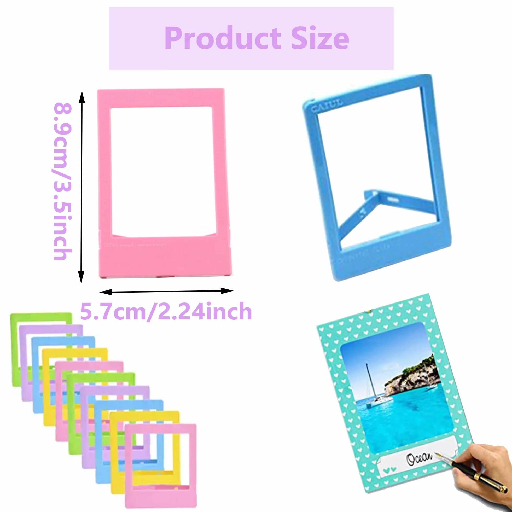 15 sztuk Mini ramka Polaroid + 40 sztuk naklejek Album fotograficzny 8,9 x 5,7 cm Mini ramka na zdjęcia Plastikowa ramka na zdjęcia do natychmiastowego aparatu Kompatybilny z Instax Mini 11/Mini 9