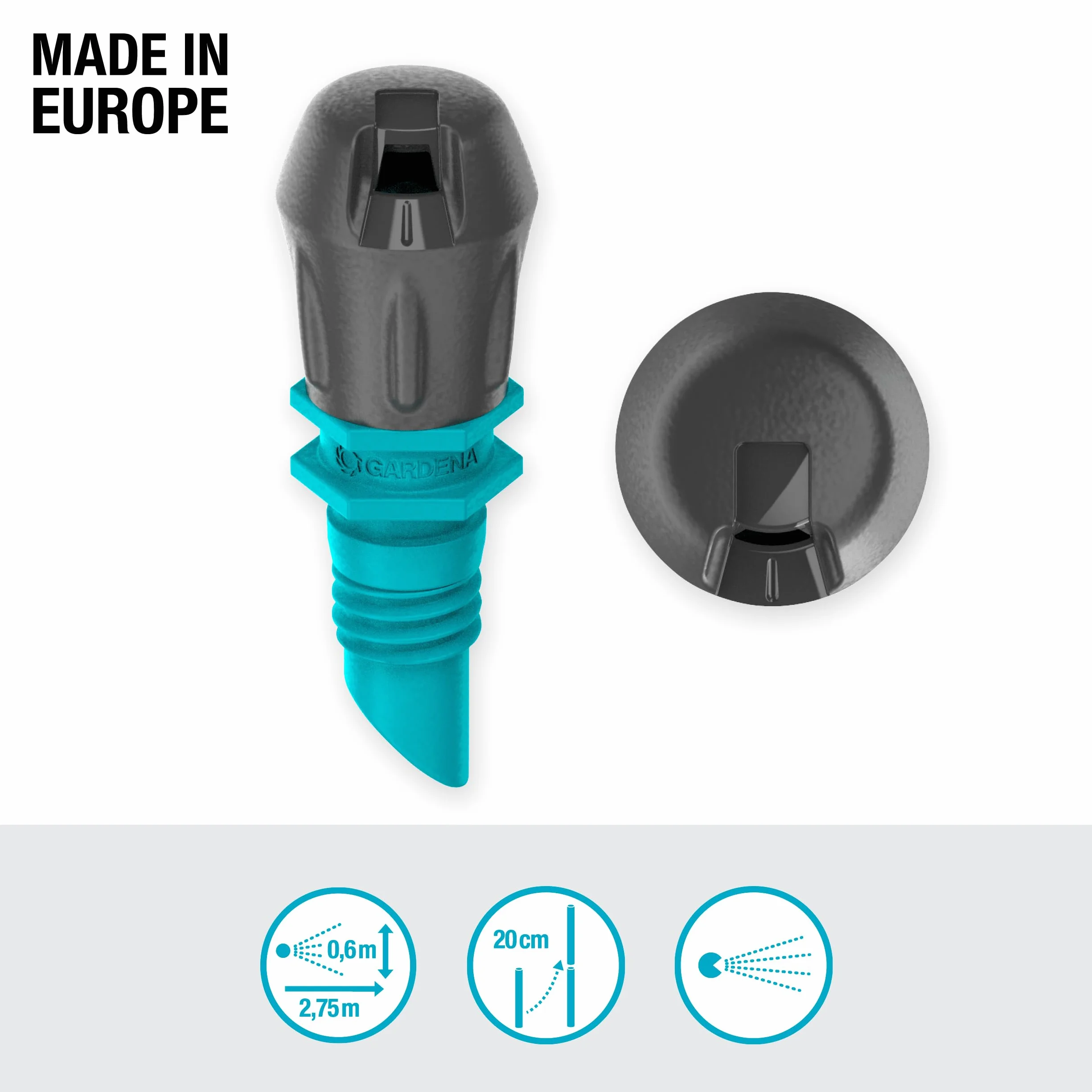 Gardena system Micro-Drip dysza końcowa pasmowa: Dysza rozpylająca do systemu nawadniania, do wąskich podłużnych powierzchni maks. 0,6 x 2,75 m, prosta technika połączeniowa (13318-20)