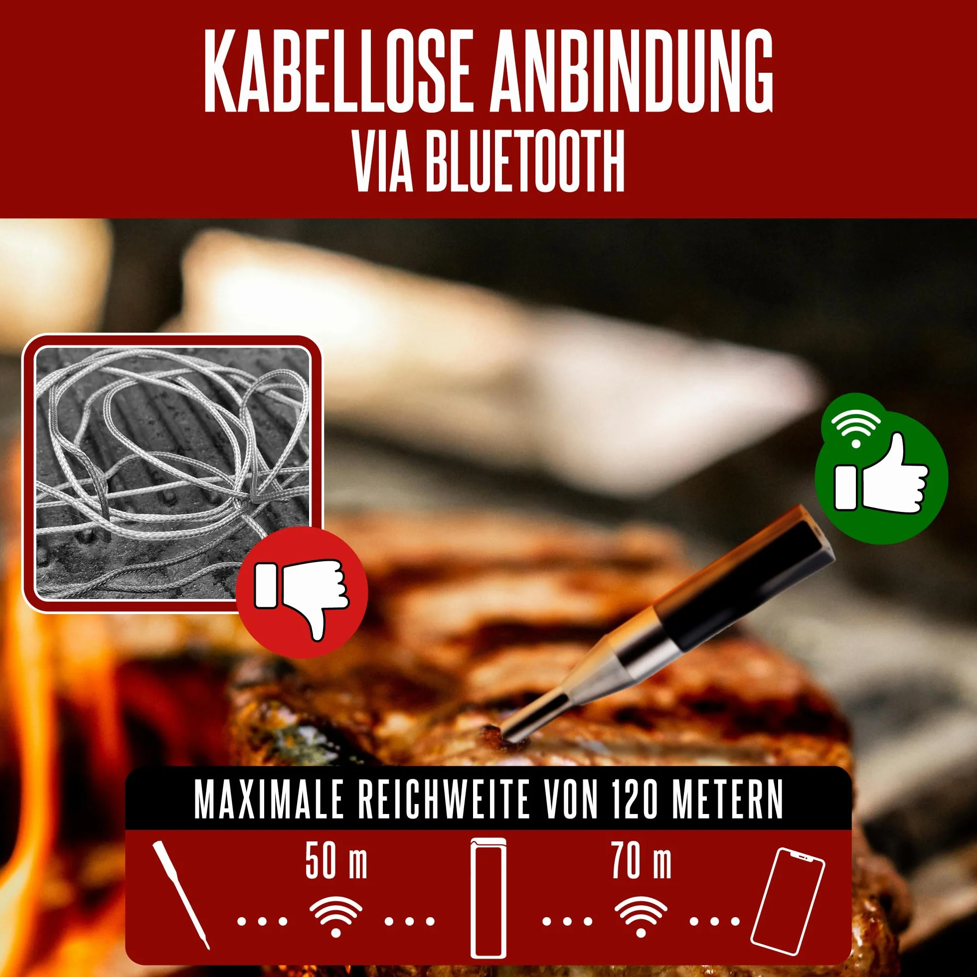 BBQ-Toro TempTender bezprzewodowy termometr do grillowania Bluetooth IP67 300°C cyfrowy termostat