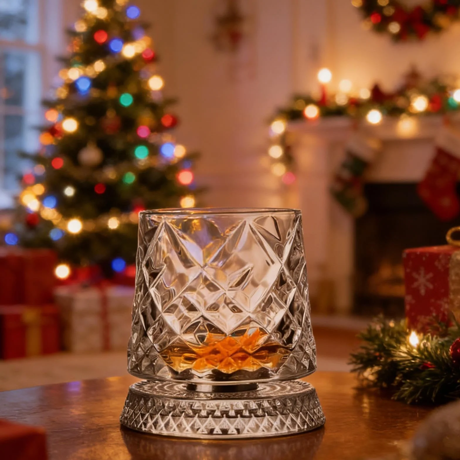 Zestaw obrotowych szklanek do whisky z obciążoną podstawą, szkło wysokiej jakości