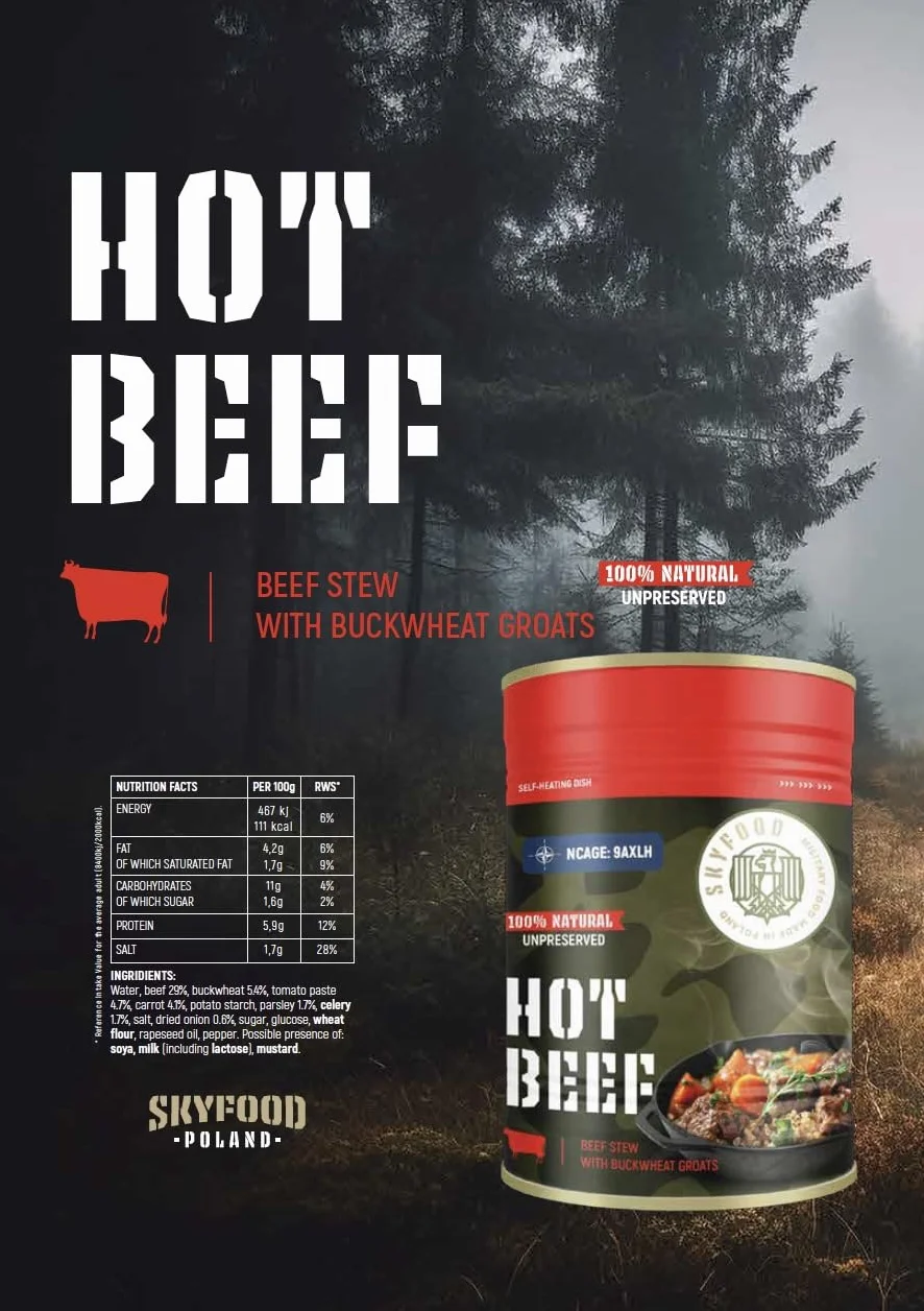 Skyfood: Hot Beef, Self-Heating Dish