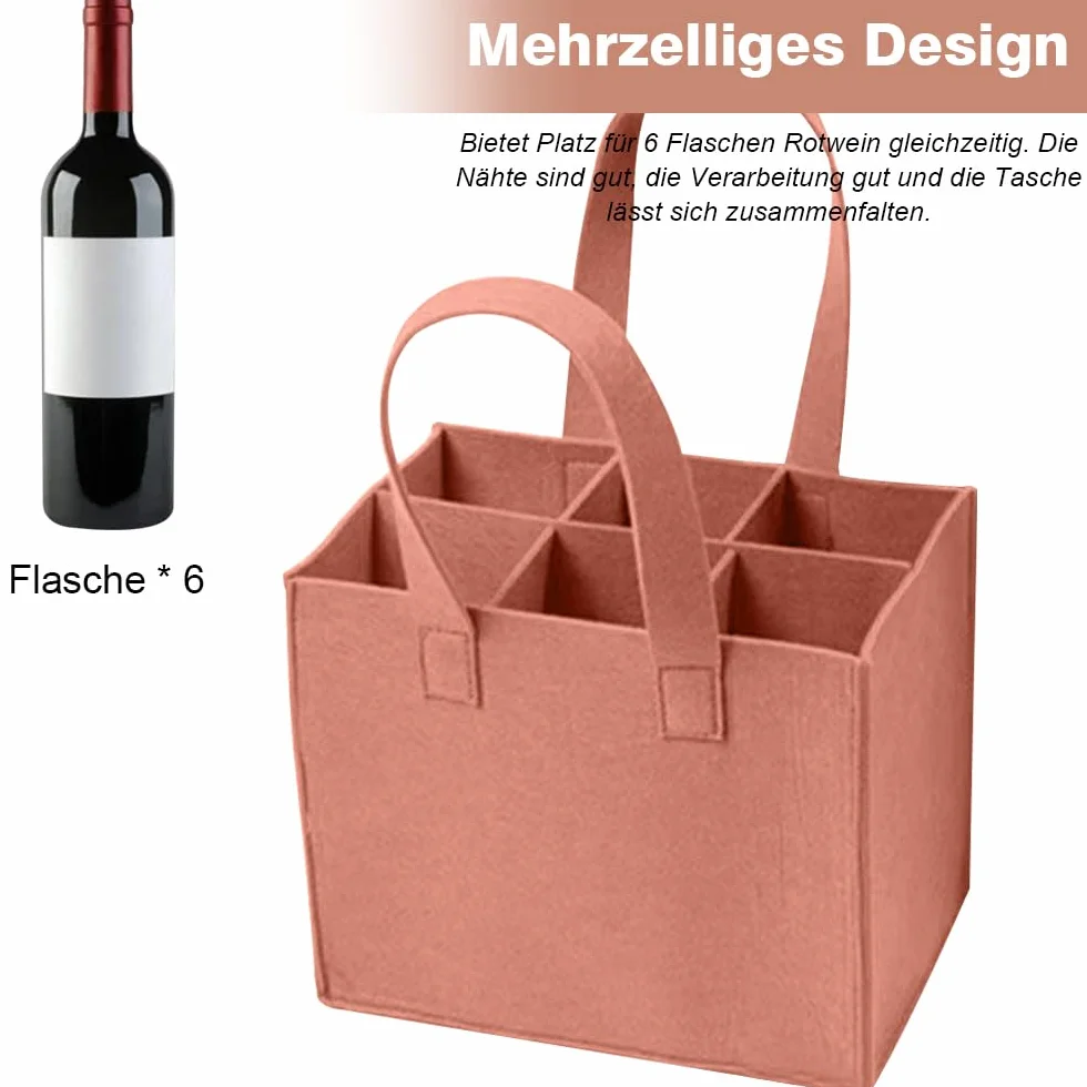 Filcowa torba na butelkę wina 6 butelek khaki 25 x 16 x 18 cm