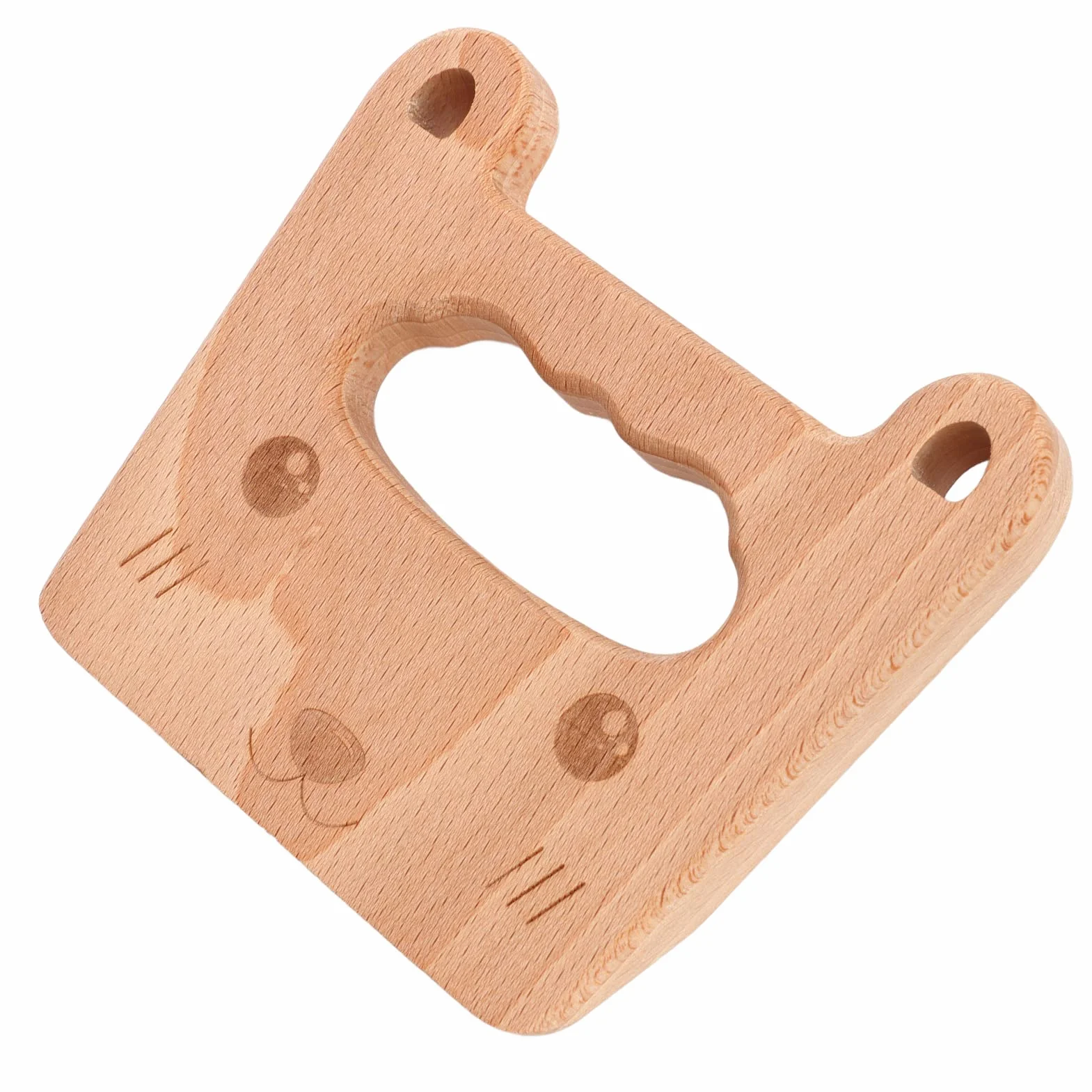 Drewniany Nóż Montessori dla Dziecka Ergonomiczny Nóż Kuchenny z Drewna Bukowego (Kot)