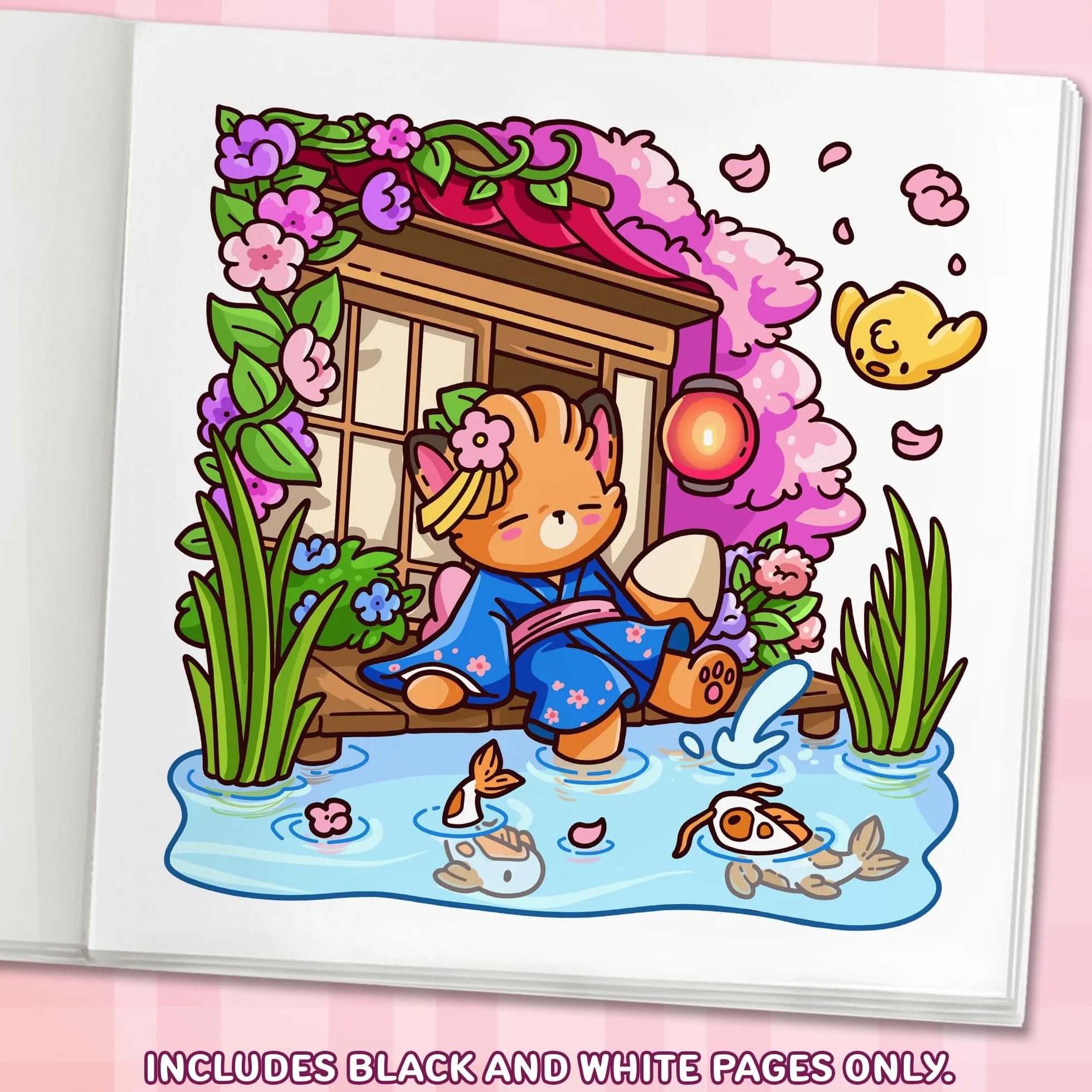 Cozy Japan: Cute Coloring Book for Adults and Teens with Charming Characters and Delightful Japanese Scenes for Relaxation