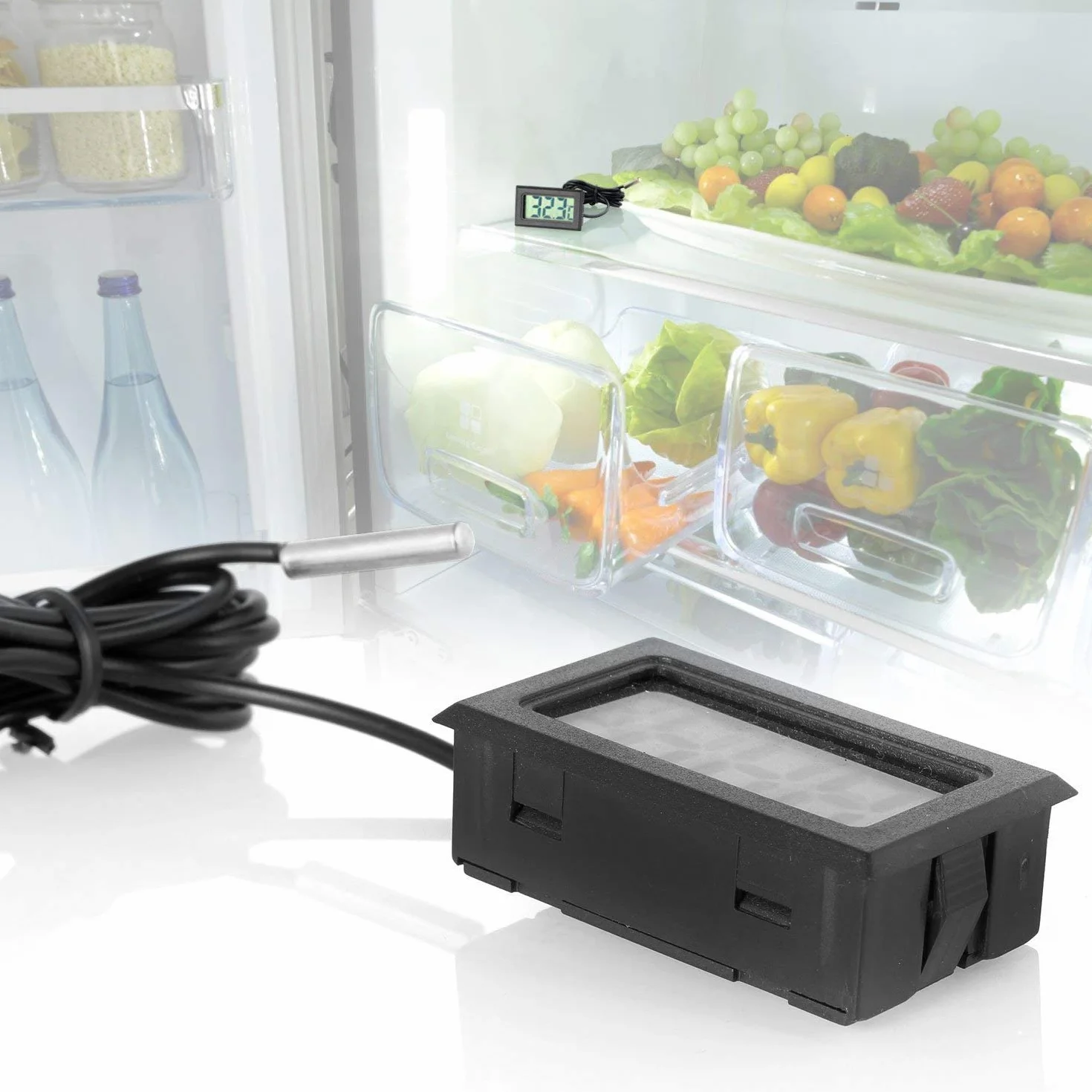 DollaTek 5 szt. cyfrowy termometr LCD z zewn?trzn? sond? do lodówki zamra?arki do lodówki akwarium - czarny